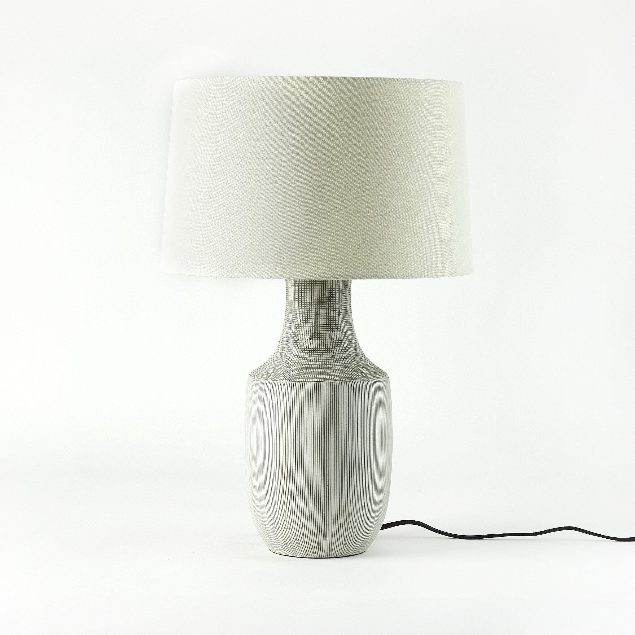Ombak Table Lamp - Black & White Grid Porcelain Ceramic