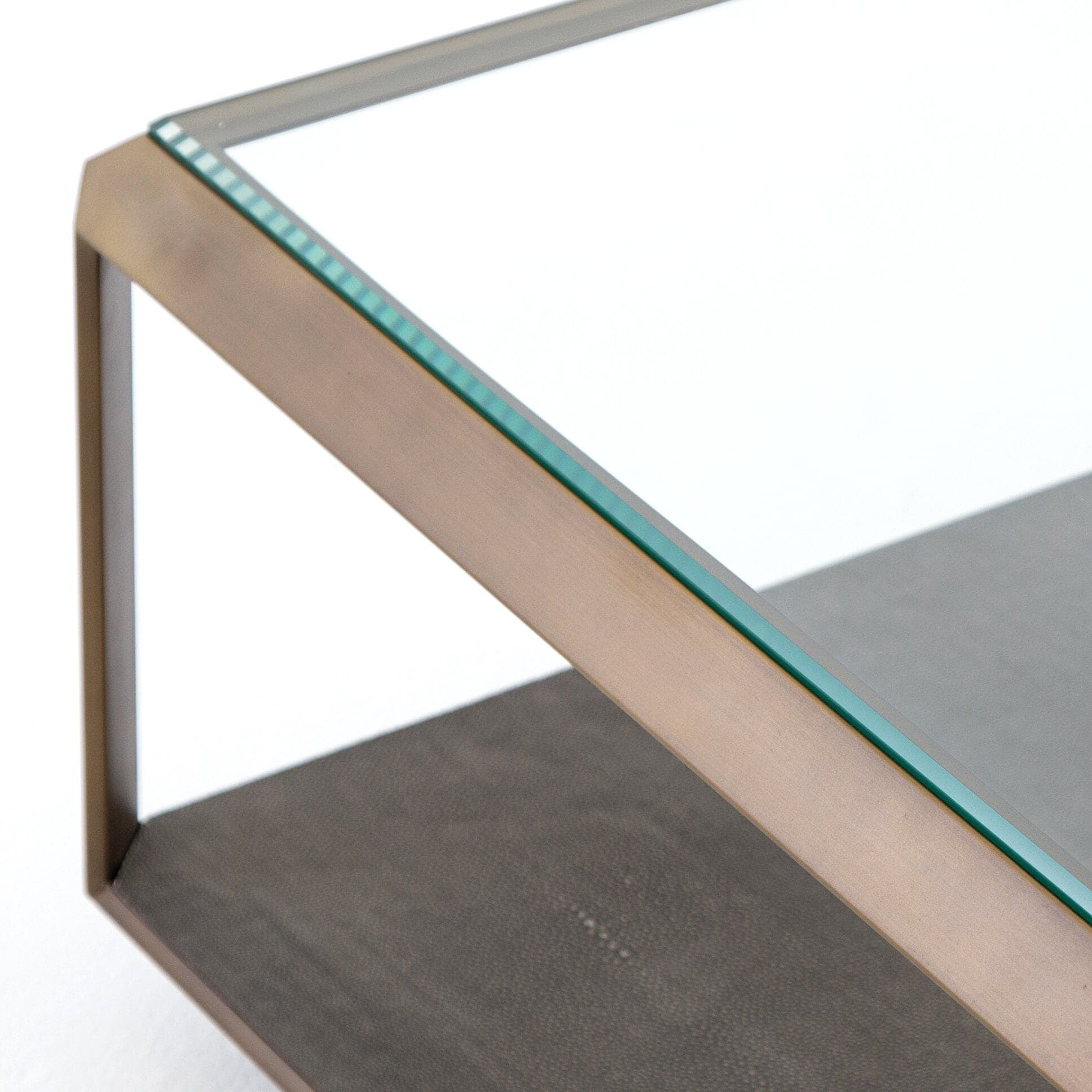 Shagreen Shadow Box Coffee Table - Tempered Glass