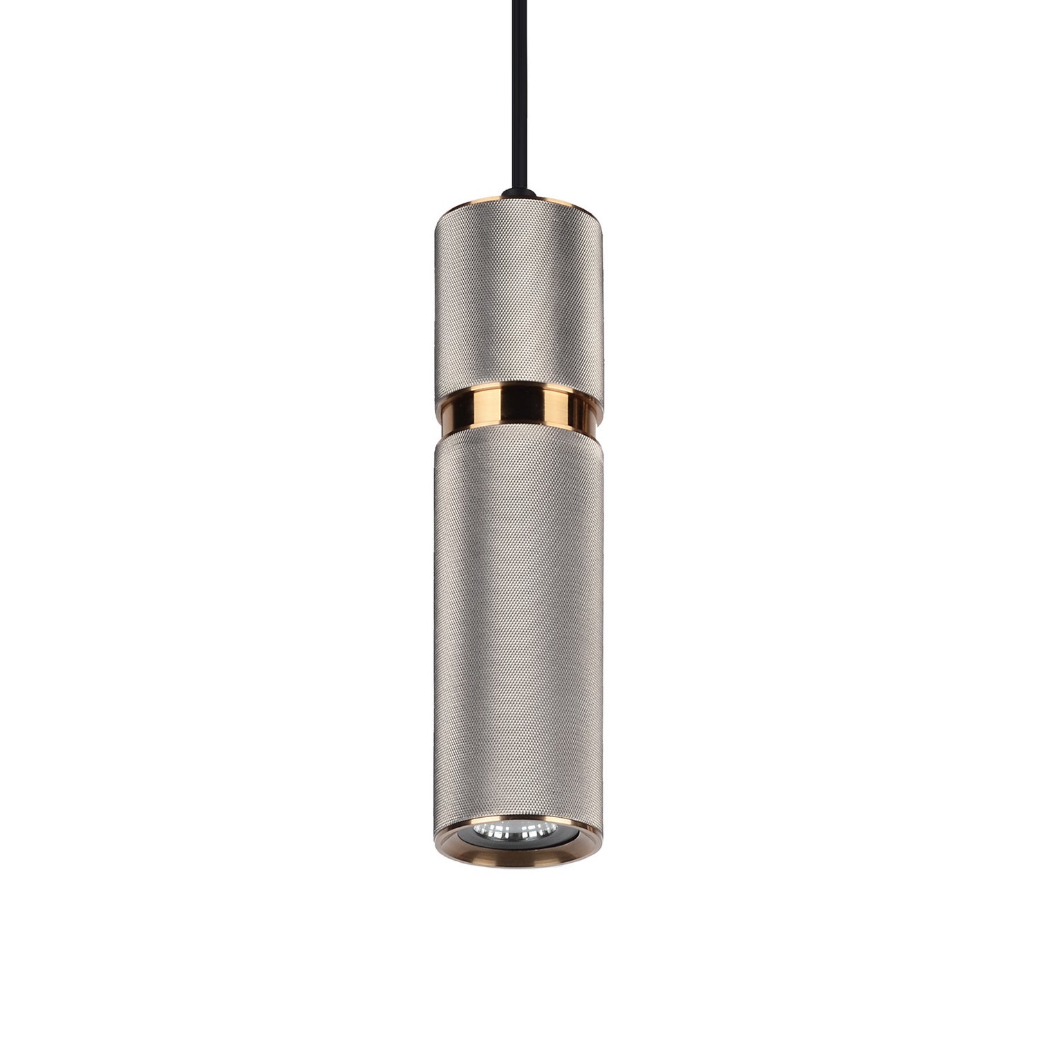 Avenue Lighting - HF1072-LGB - One Light Pendant - Cicada - Knurled Light Grey With Brass Accents