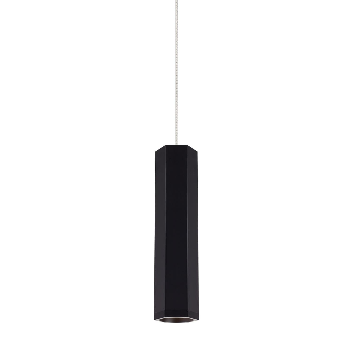 Visual Comfort Modern - 700MOBLKSBS - One Light Pendant - Blok - Matte Black/Satin Nickel