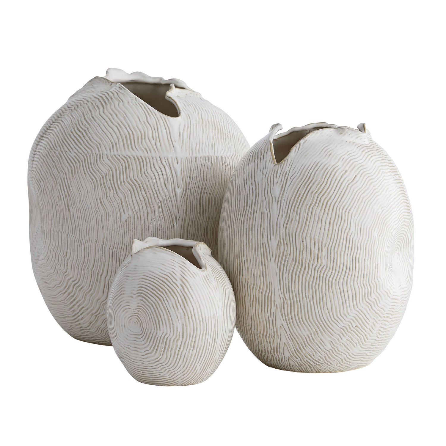 Vases Set of 3 from the Blume collection in White Wash finish