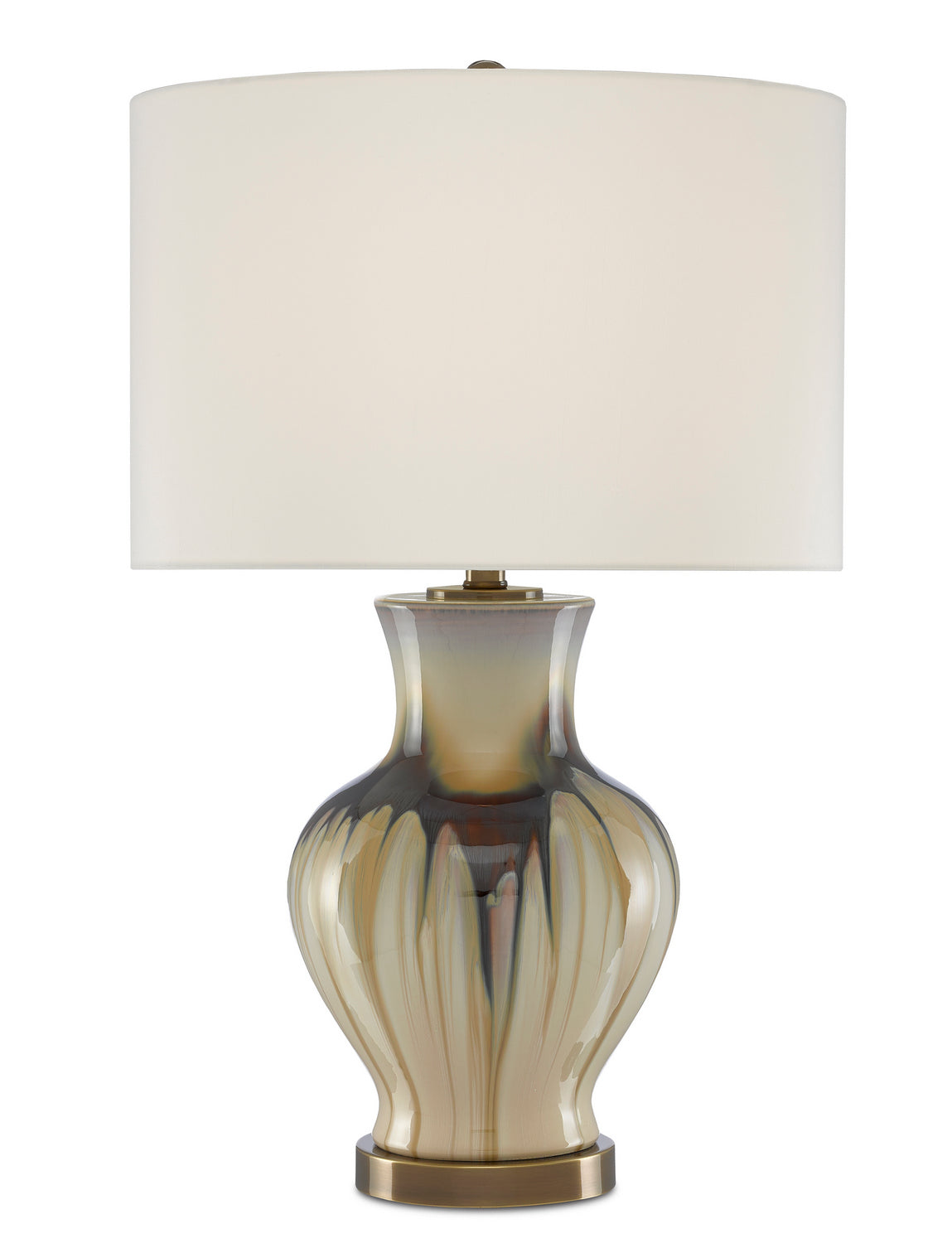 One Light Table Lamp from the Muscadine collection in Cream/Brown/Antique Brass finish