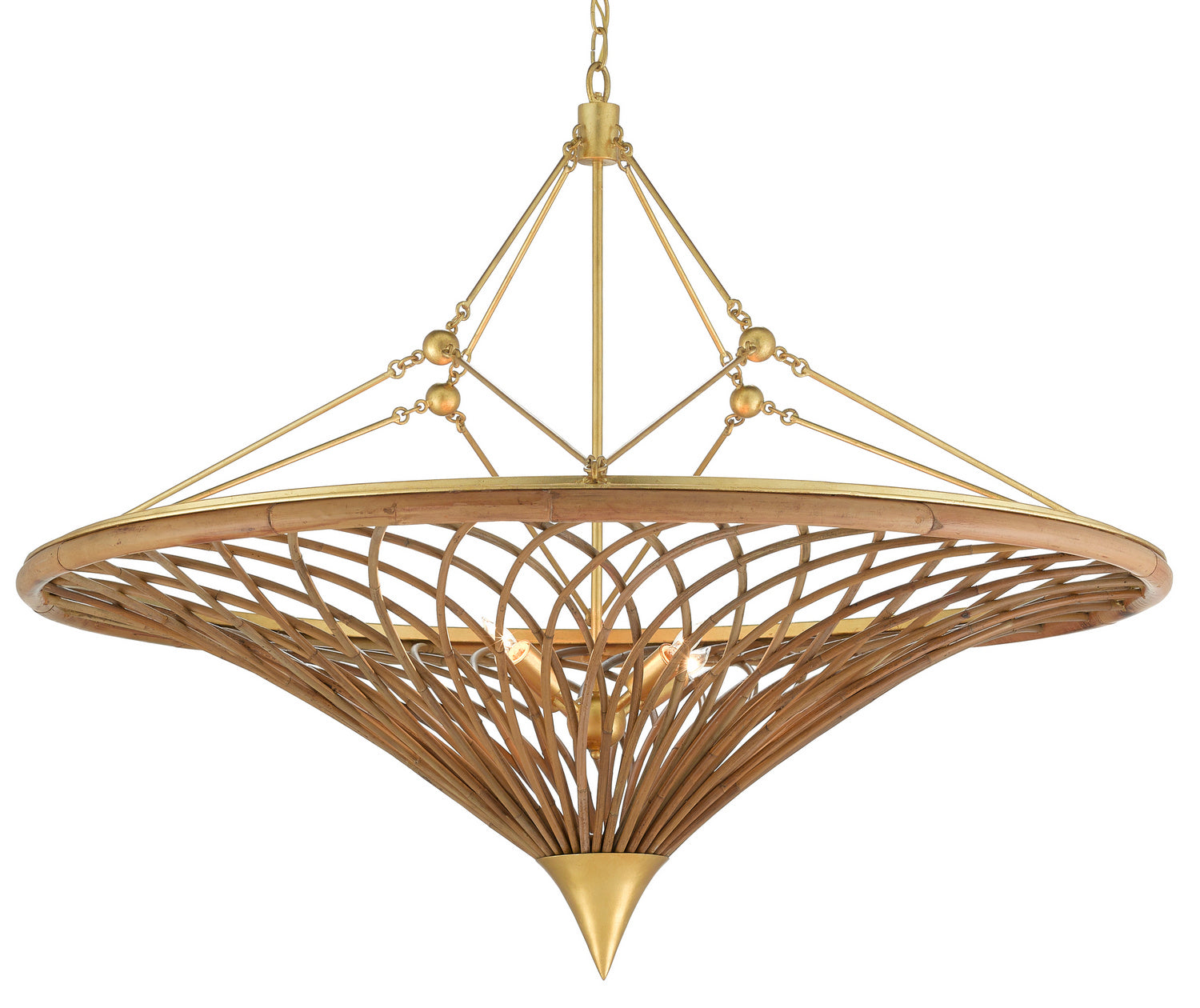 Four Light Chandelier from the Gaborone collection in Natural/Contemporary Gold Leaf finish