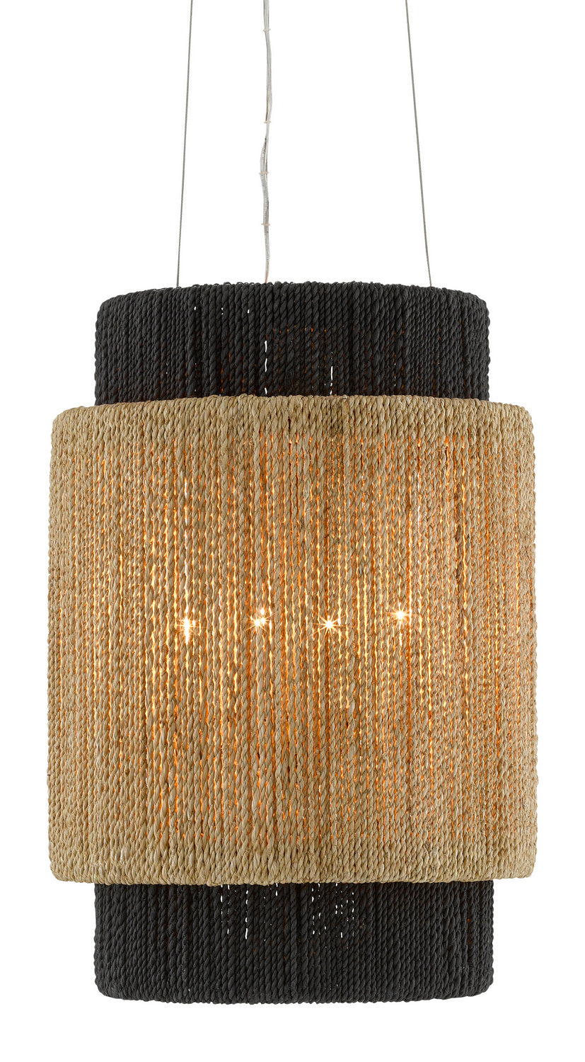 Four Light Chandelier from the Viewforth collection in Satin Black/Natural/Black/Smokewood finish