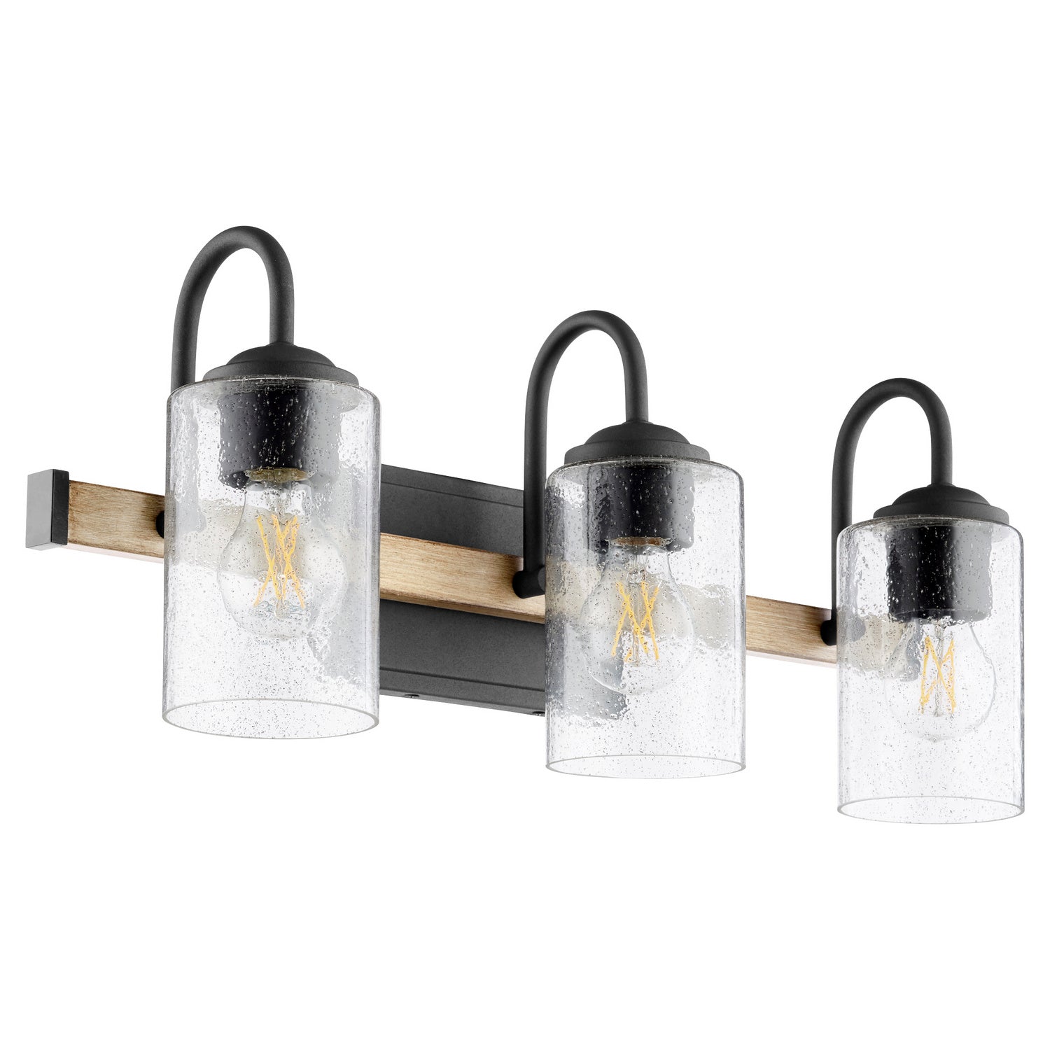 Quorum - 5140-3-69 - Three Light Vanity - 5140 Pepper Glass Lighting Series - Textured Black w/ Driftwood finish