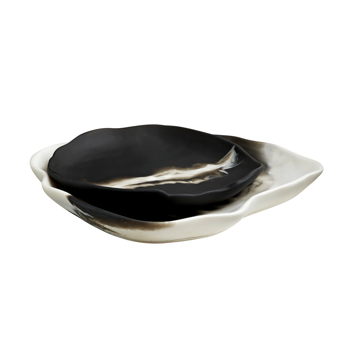 Trays, Set of 2 from the Hollie collection in Black & White finish