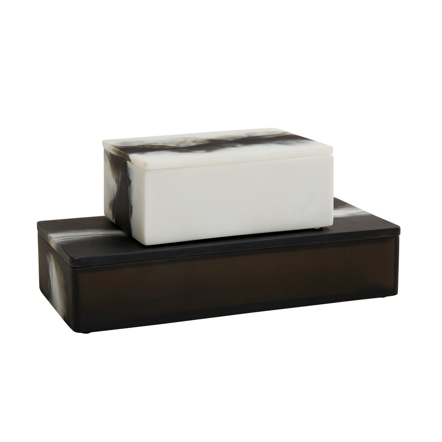 Boxes, Set of 2 from the Hollie collection in Black & White finish