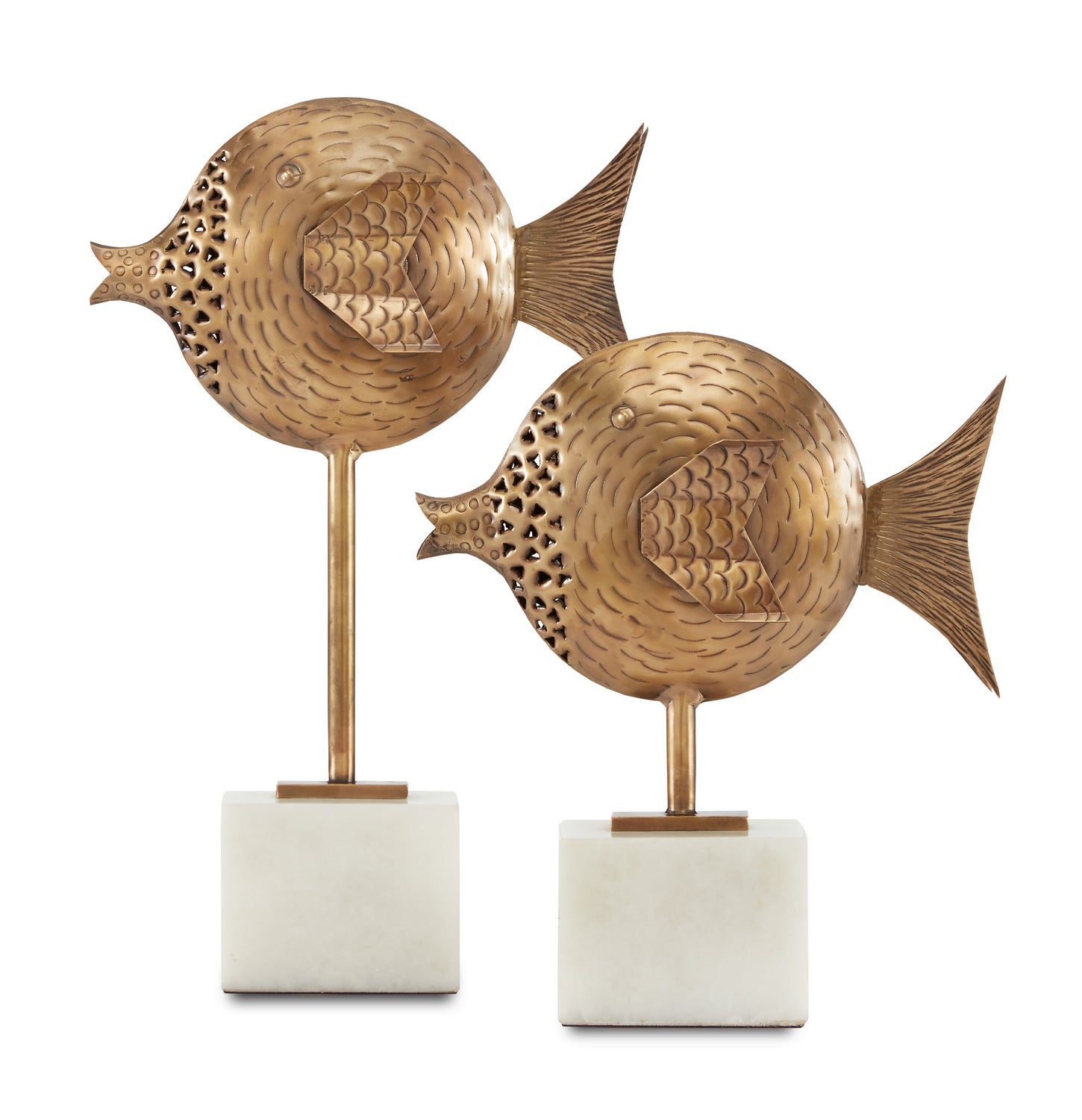 Fish Set of 2 from the Cici collection in Antique Brass/White finish