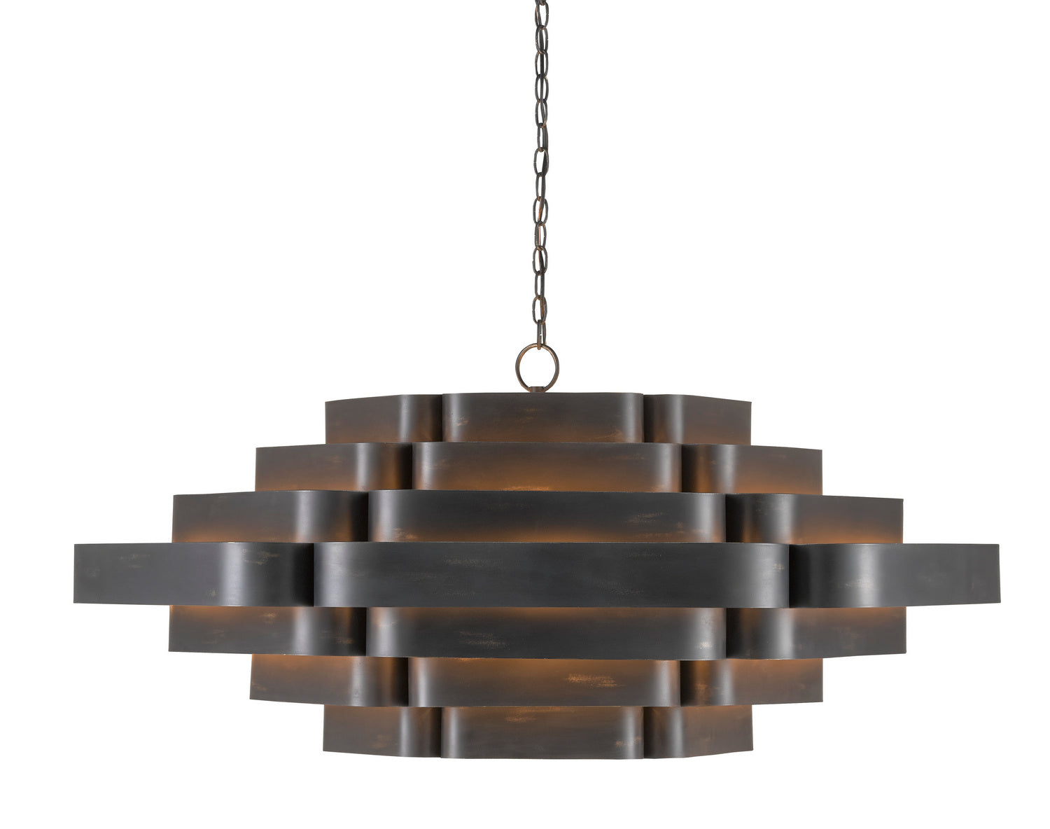 Six Light Chandelier from the Bunny Williams collection in French Black/Contemporary Gold Leaf finish