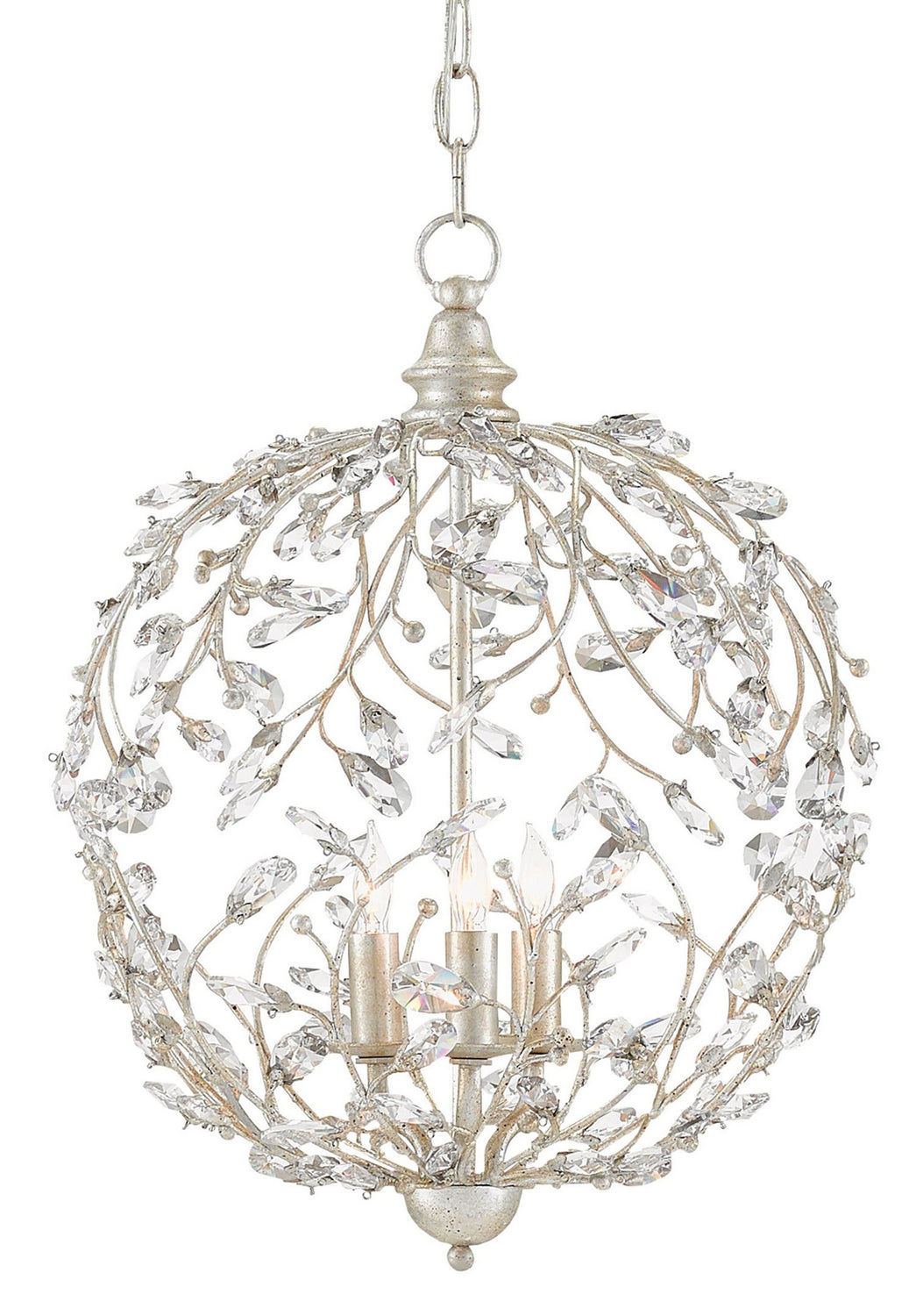 Three Light Chandelier from the Crystal collection in Silver Granello finish