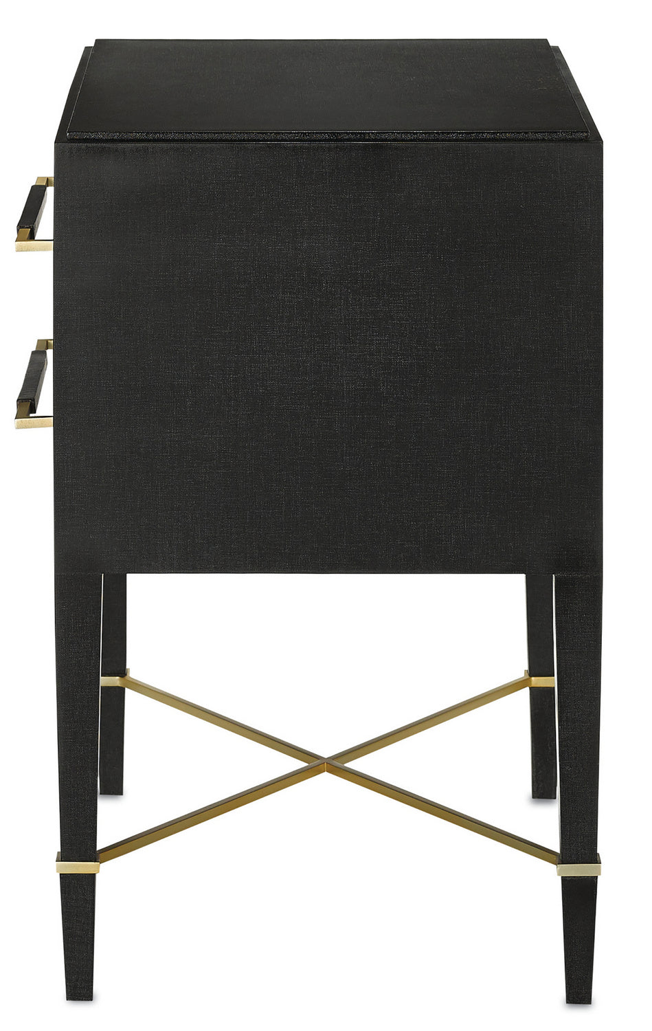 Nightstand from the Verona collection in Black Lacquered Linen/Champagne finish