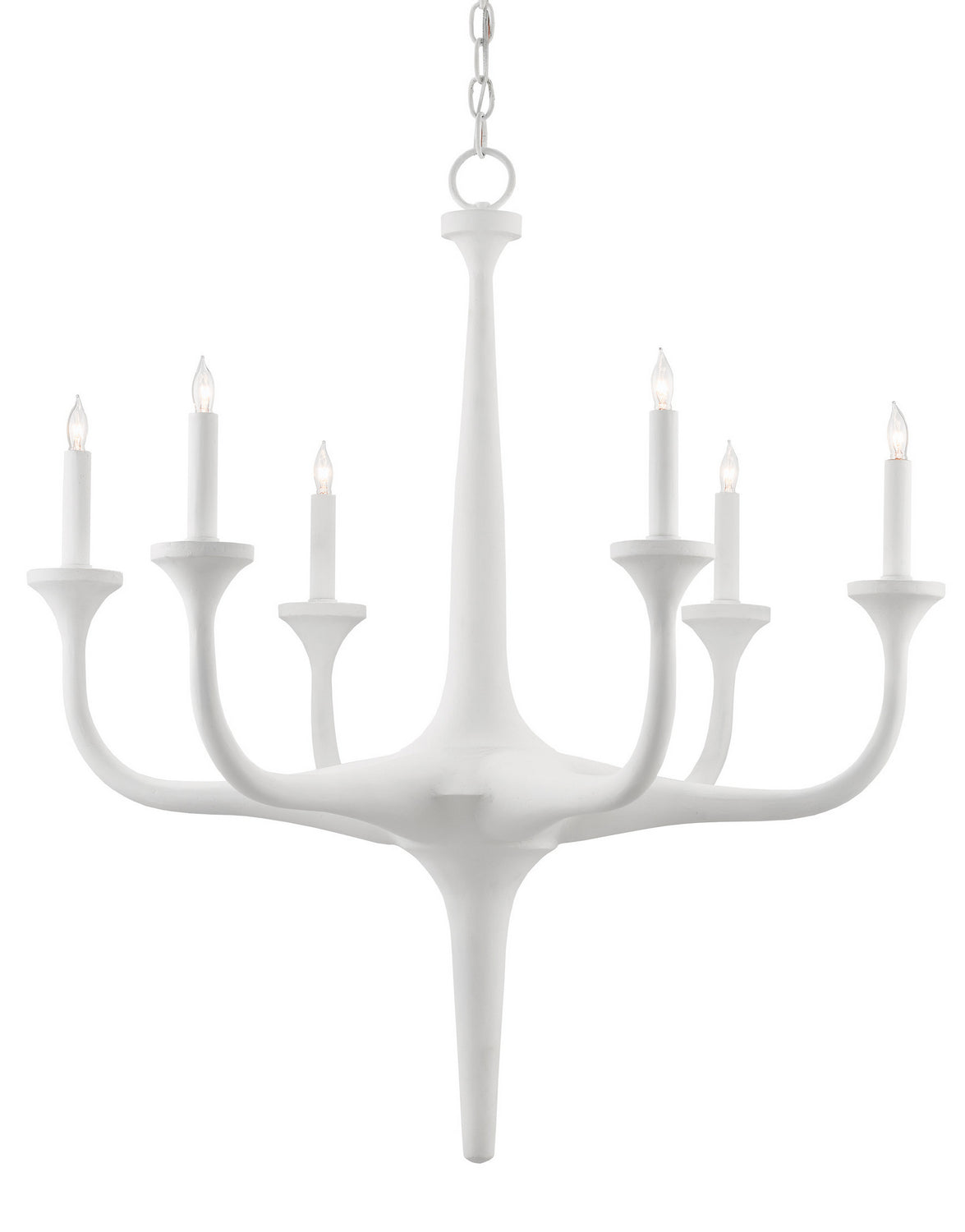 Six Light Chandelier from the Albion collection in Gesso White finish