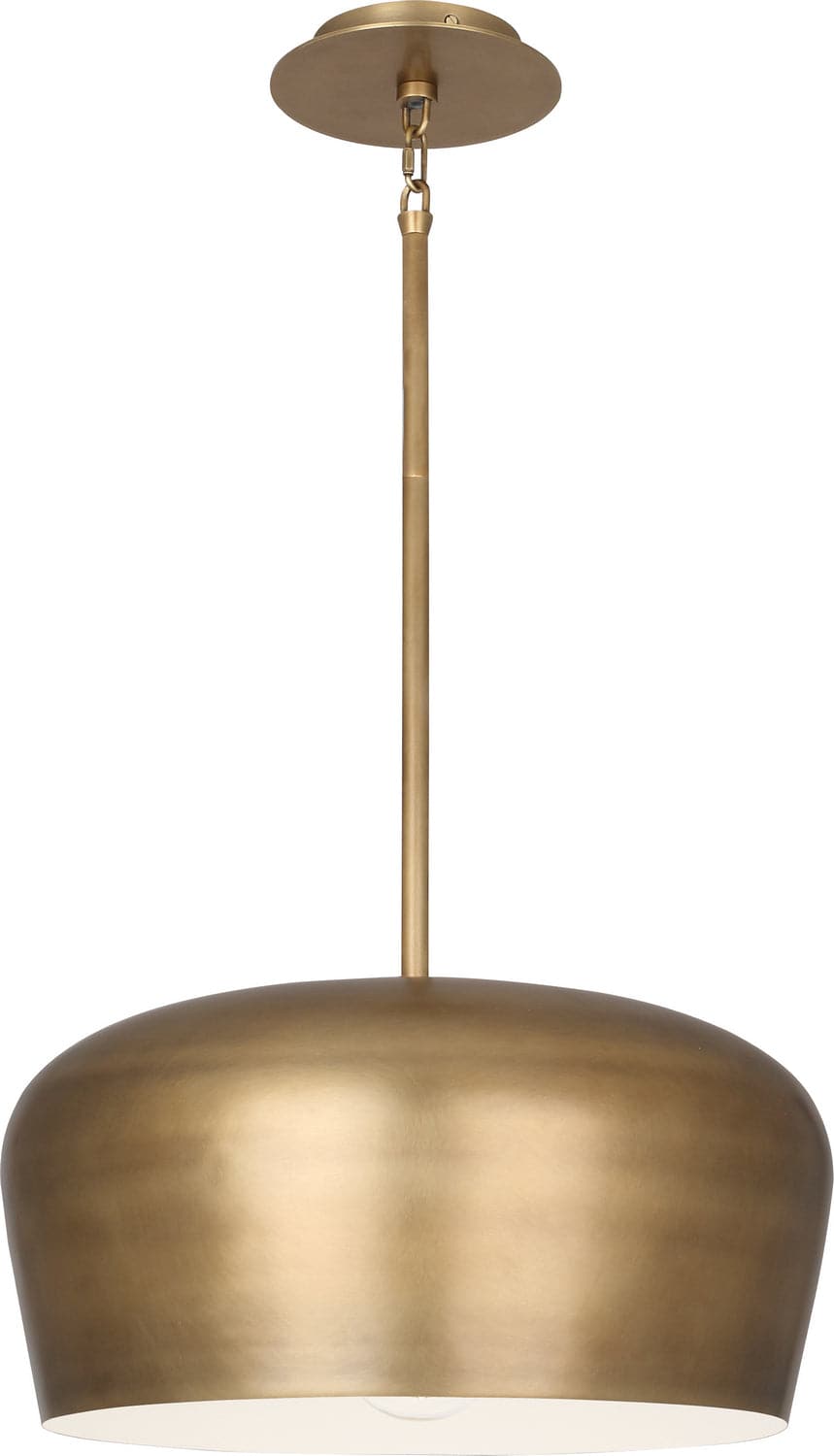 Robert Abbey - 610 - One Light Pendant - Rico Espinet Bumper - Warm Brass w/Painted White Shade Interior