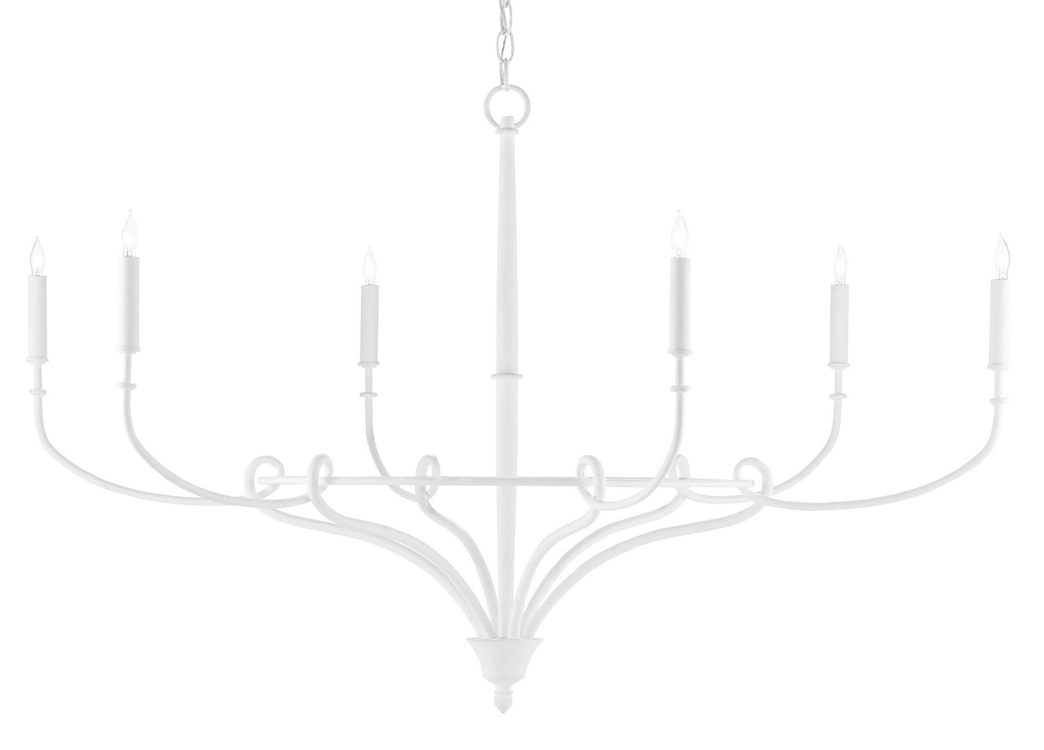 Six Light Chandelier from the Cyrilly collection in Gesso White finish