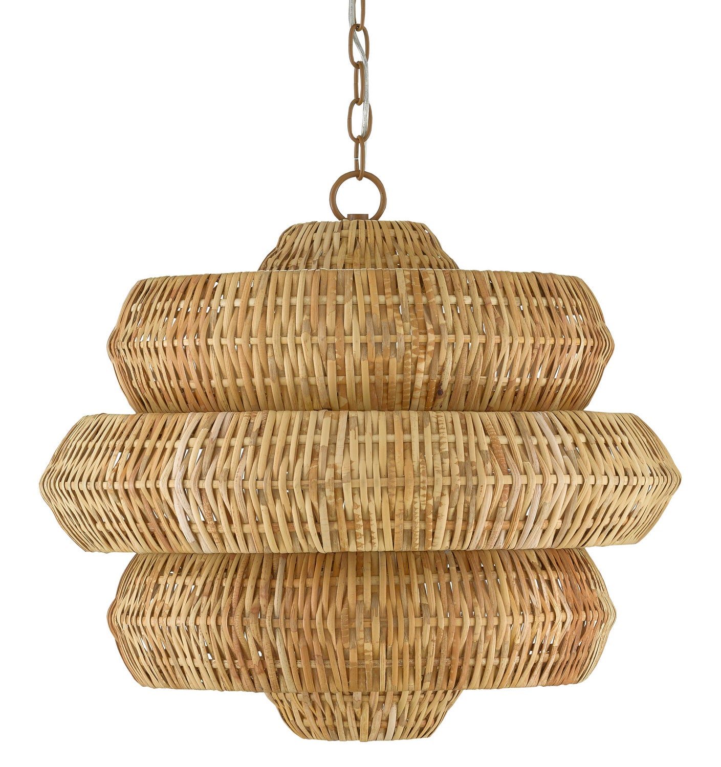 Three Light Chandelier from the Antibes collection in Khaki/Natural Rattan finish