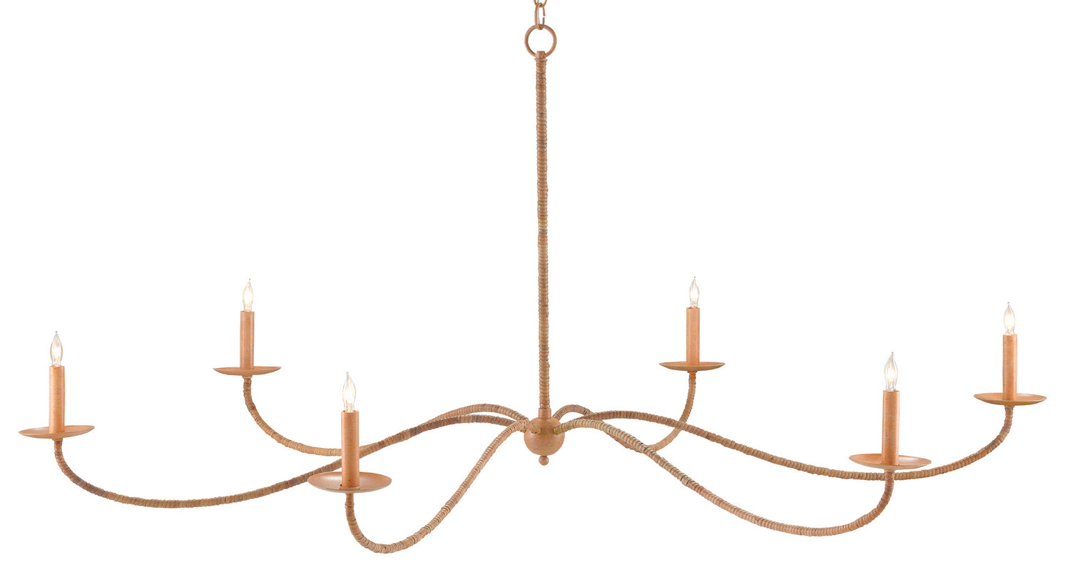 Six Light Chandelier from the Saxon collection in Saddle Tan/Natural Rattan finish