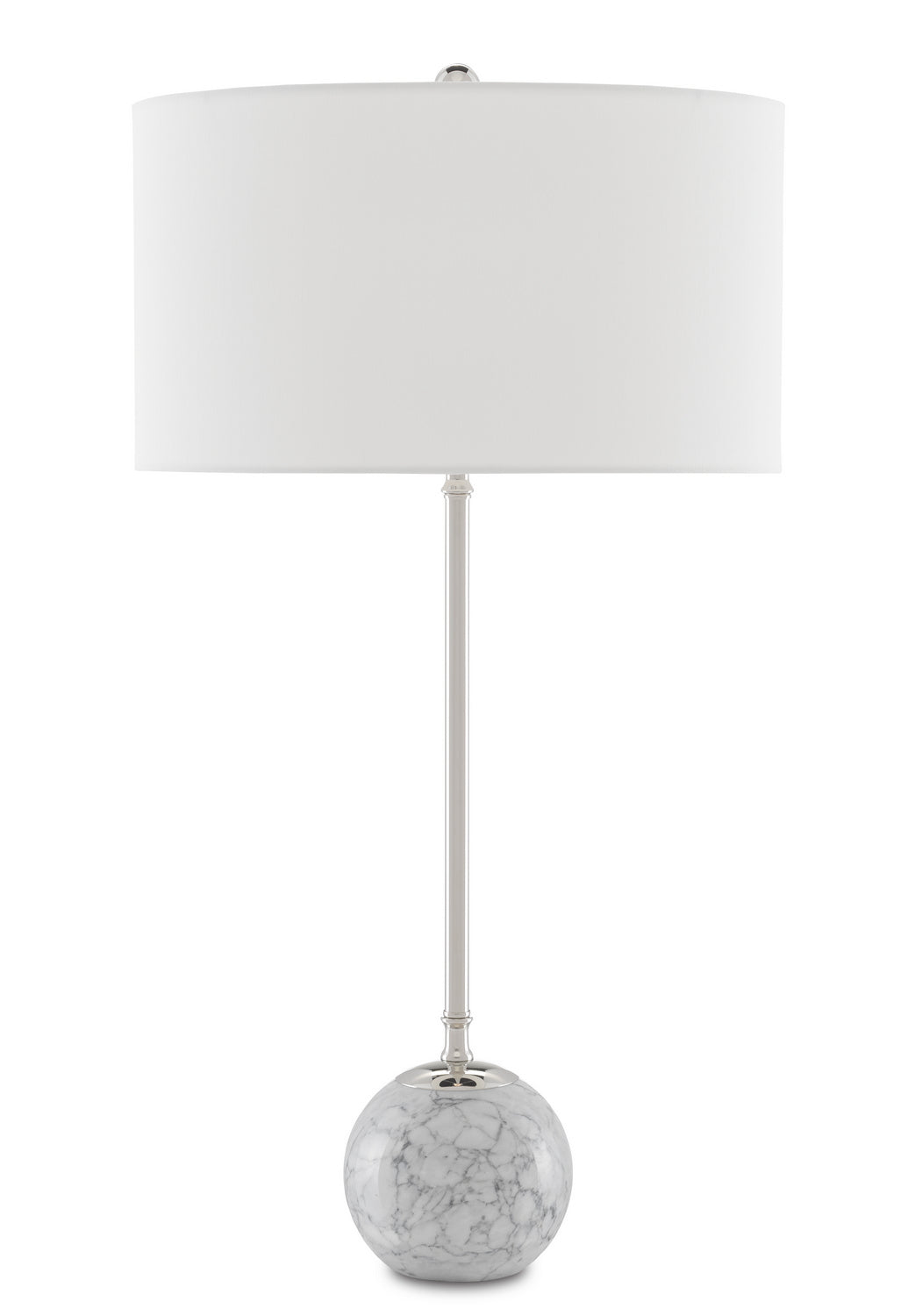 One Light Table Lamp from the Villette collection in Gray & White Veined Marble/Polished Nickel finish