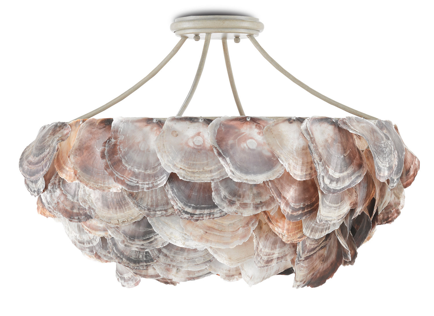 Six Light Chandelier from the Seahouse collection in Smokewood/Natural Shell finish