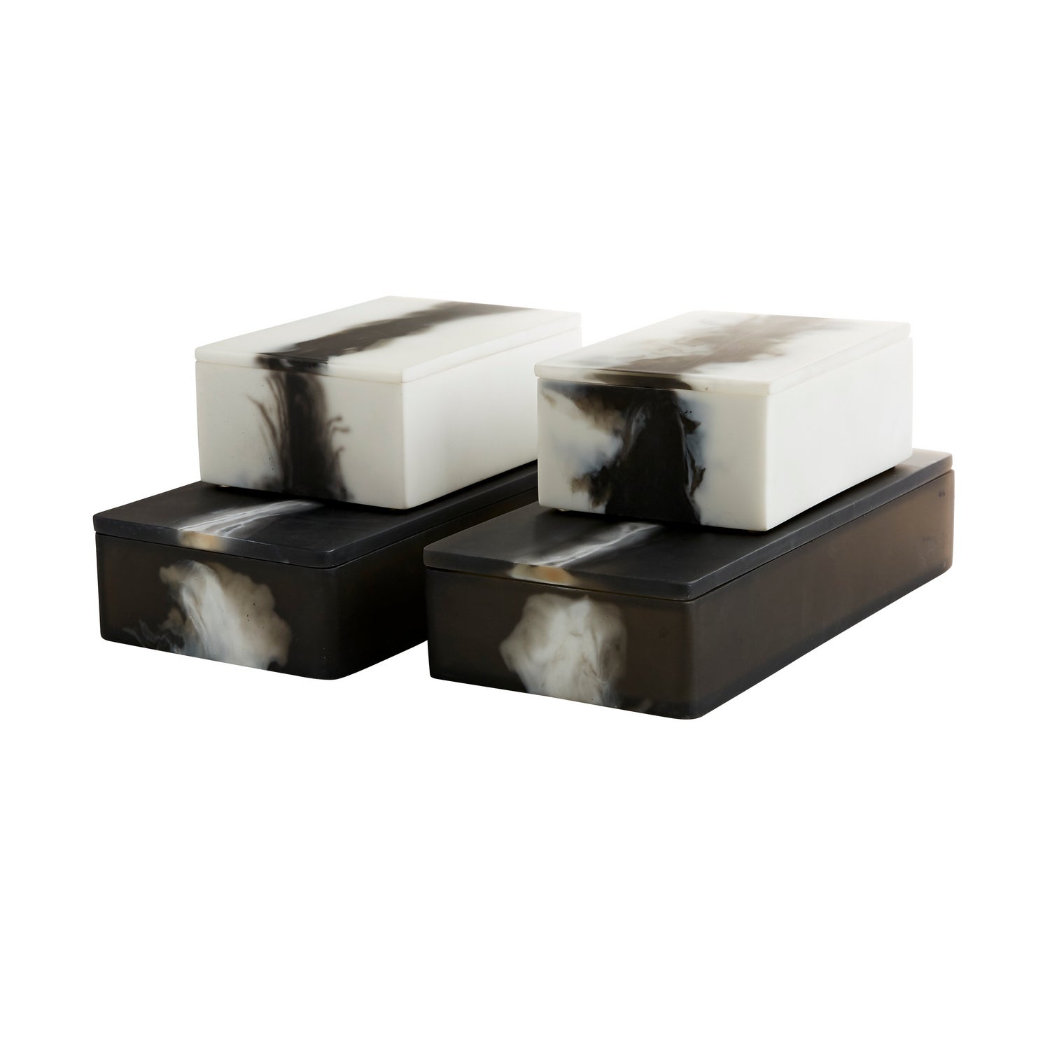 Boxes, Set of 2 from the Hollie collection in Black & White finish