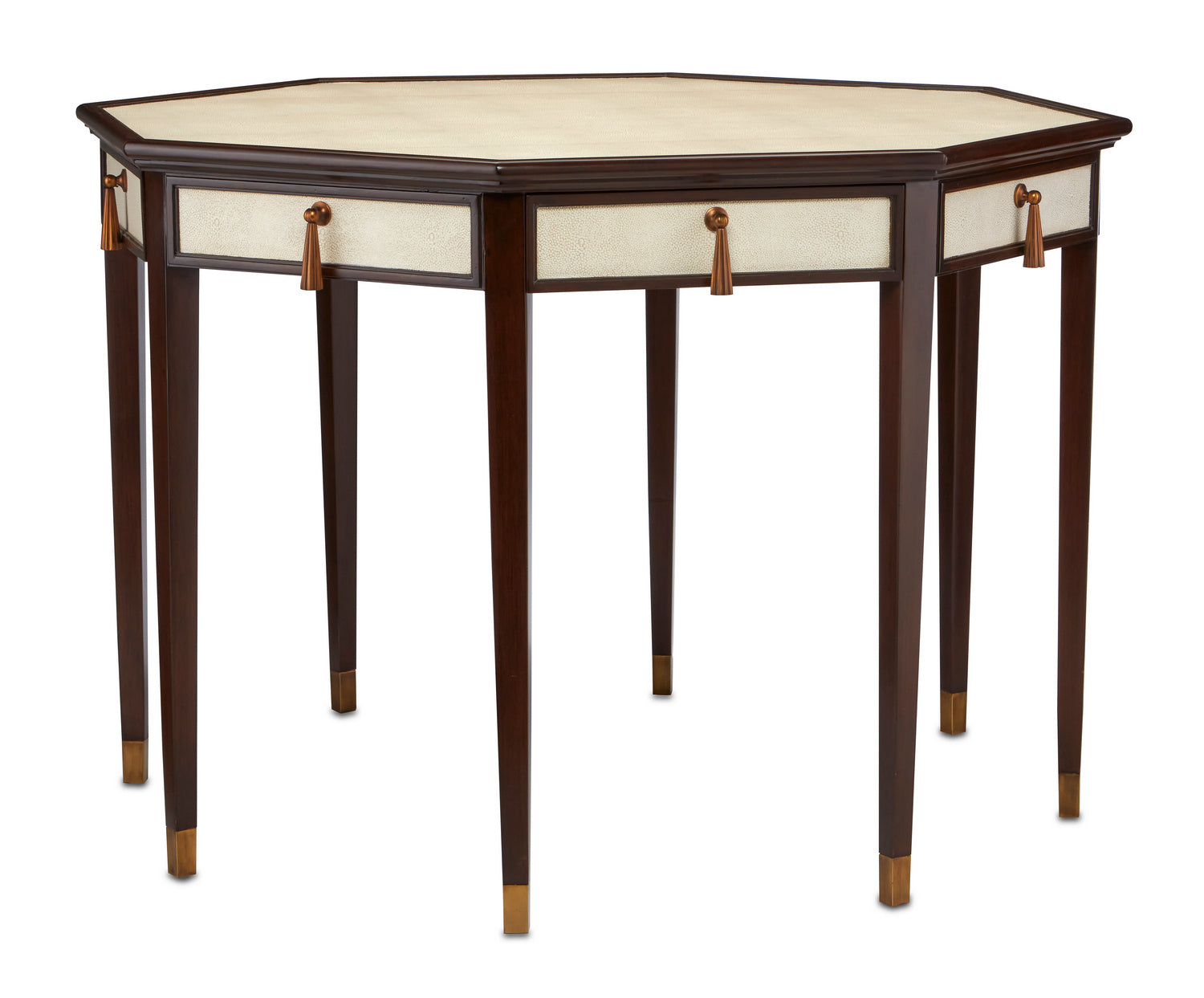 Entry Table from the Evie collection in Ivory/Dark Walnut/Brass finish