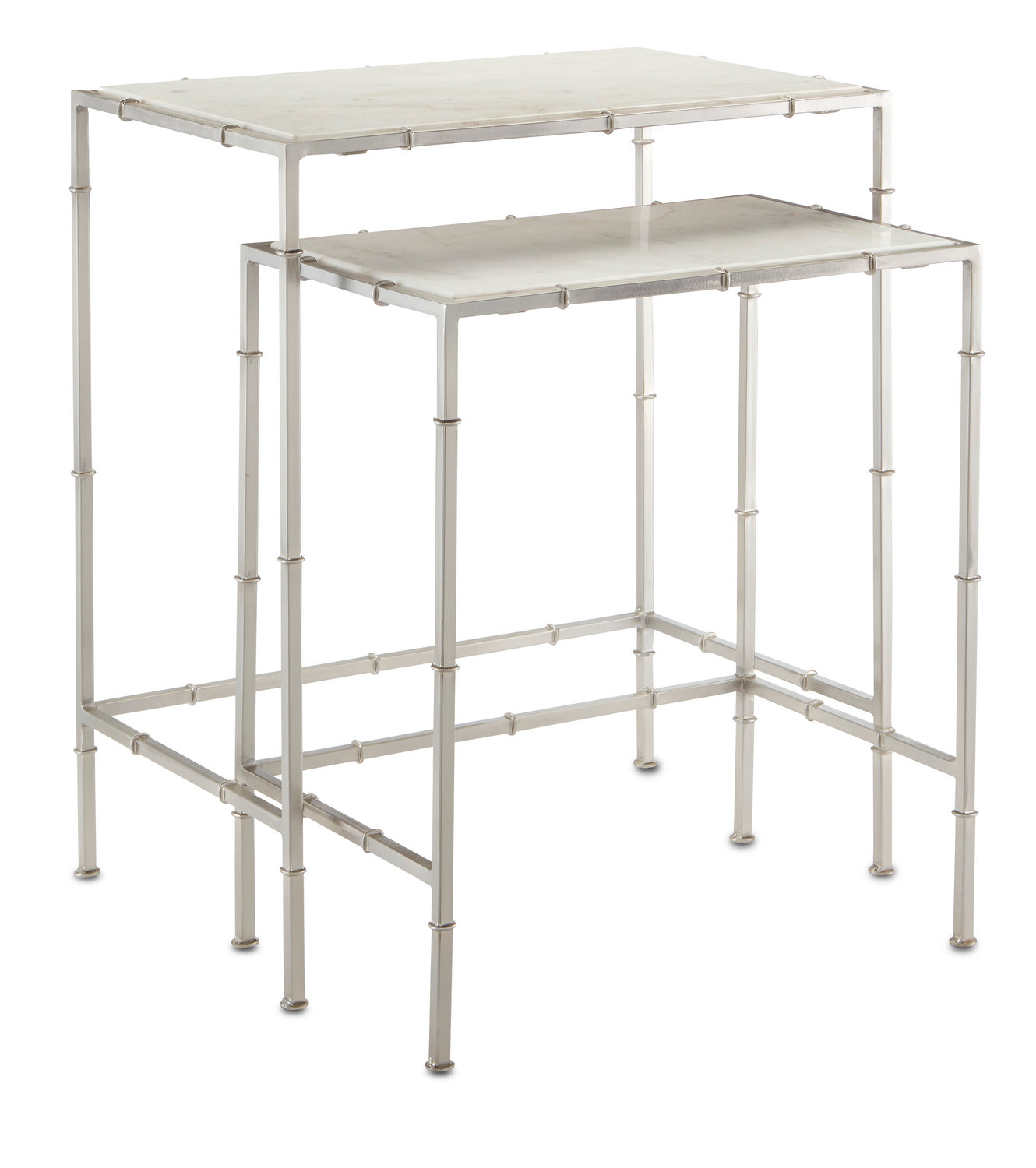 Nesting Table Set of 2 from the Harte collection in Nickel/White finish