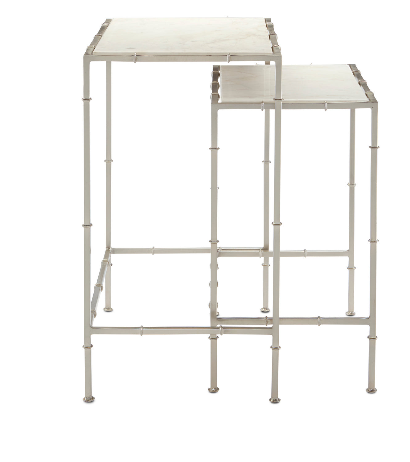Nesting Table Set of 2 from the Harte collection in Nickel/White finish