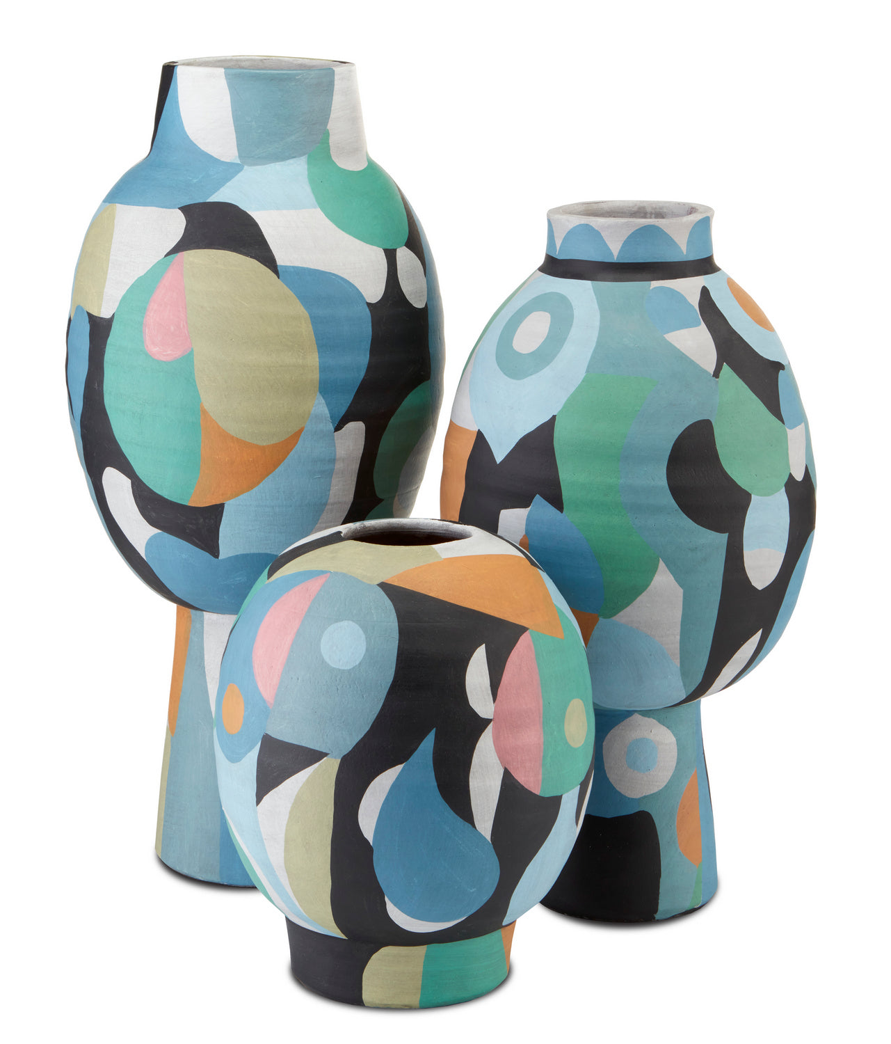 Vase from the So Nouveau collection in Blue/Green/Black/Yellow finish
