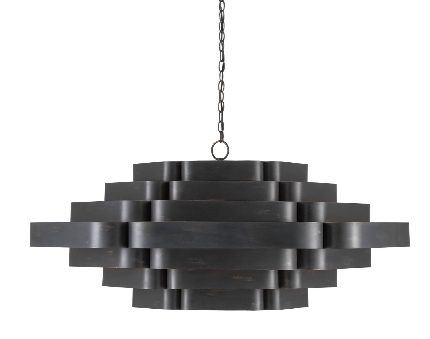 Six Light Chandelier from the Bunny Williams collection in French Black/Contemporary Gold Leaf finish