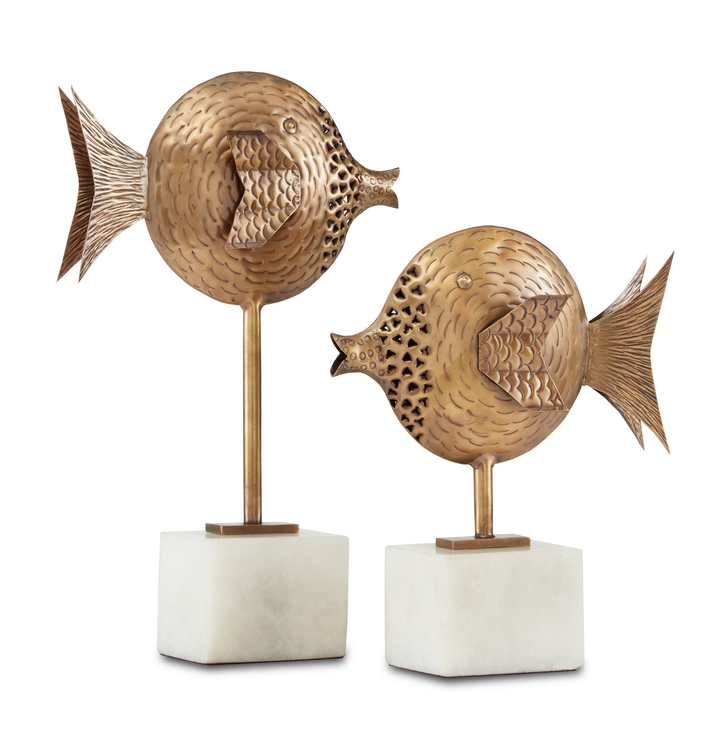 Fish Set of 2 from the Cici collection in Antique Brass/White finish