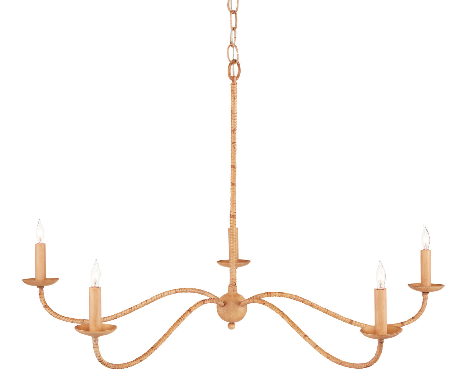 Five Light Chandelier from the Saxon Rattan collection in Saddle Tan/Natural Rattan finish