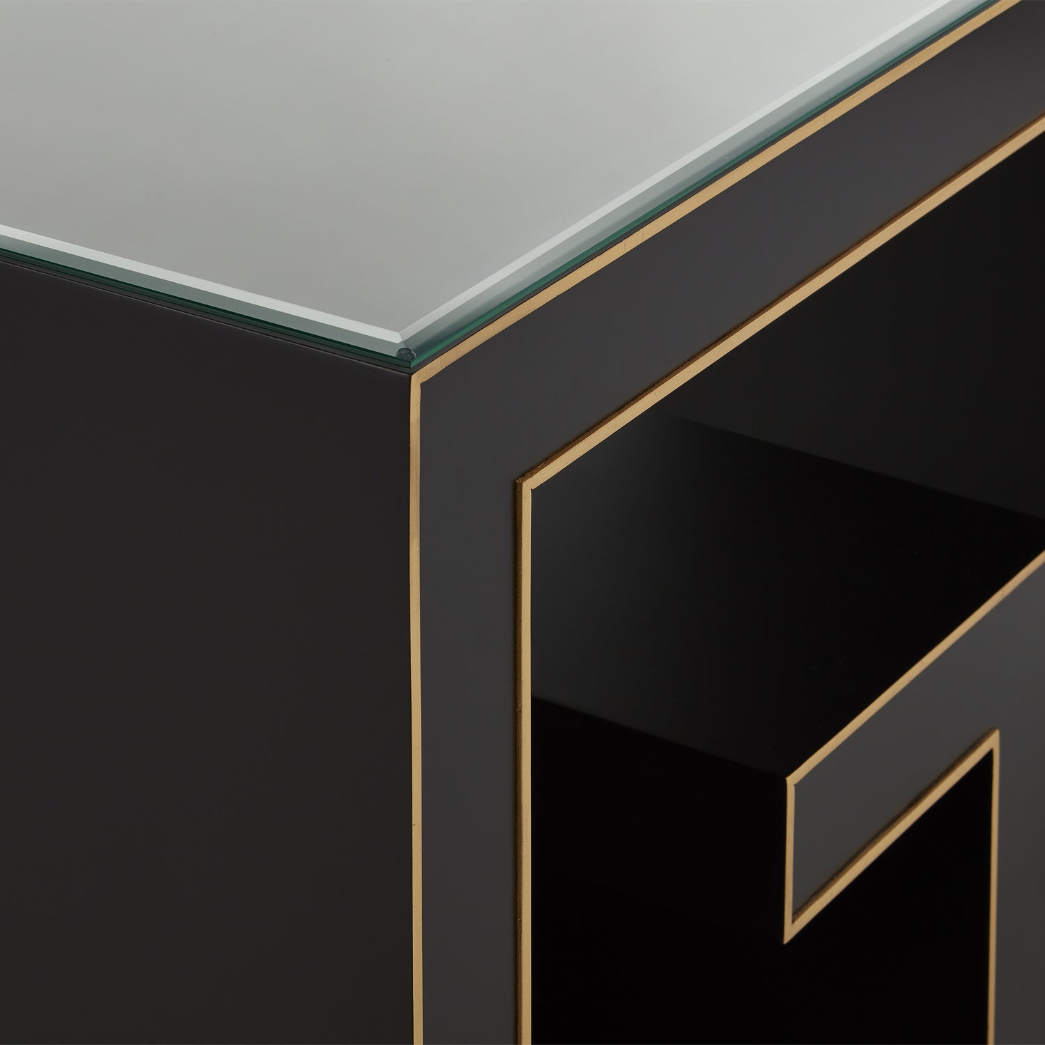 Writing Desk from the Barry Goralnick collection in Caviar Black/Gold finish