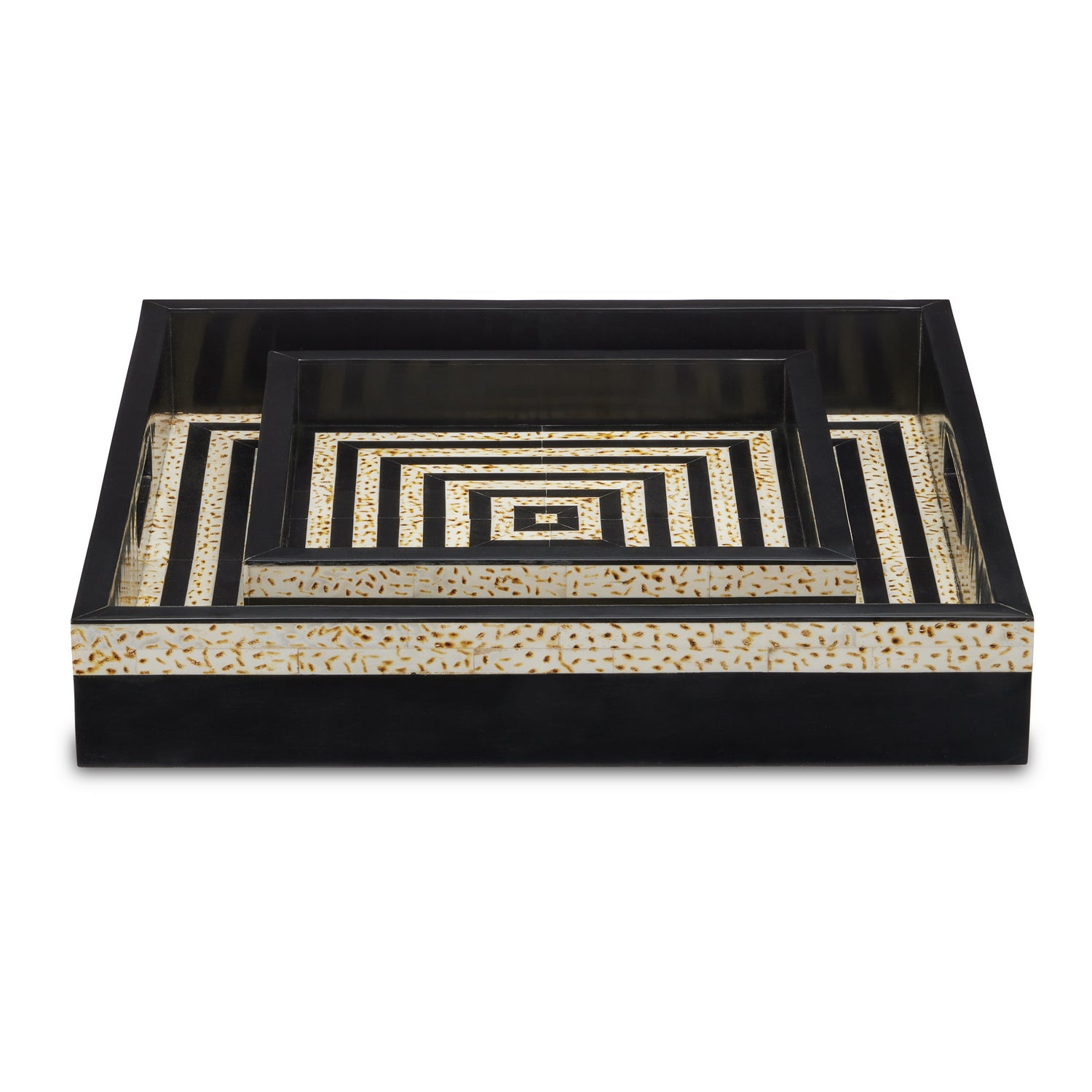 Tray Set of 2 from the Taurus collection in Black/White finish