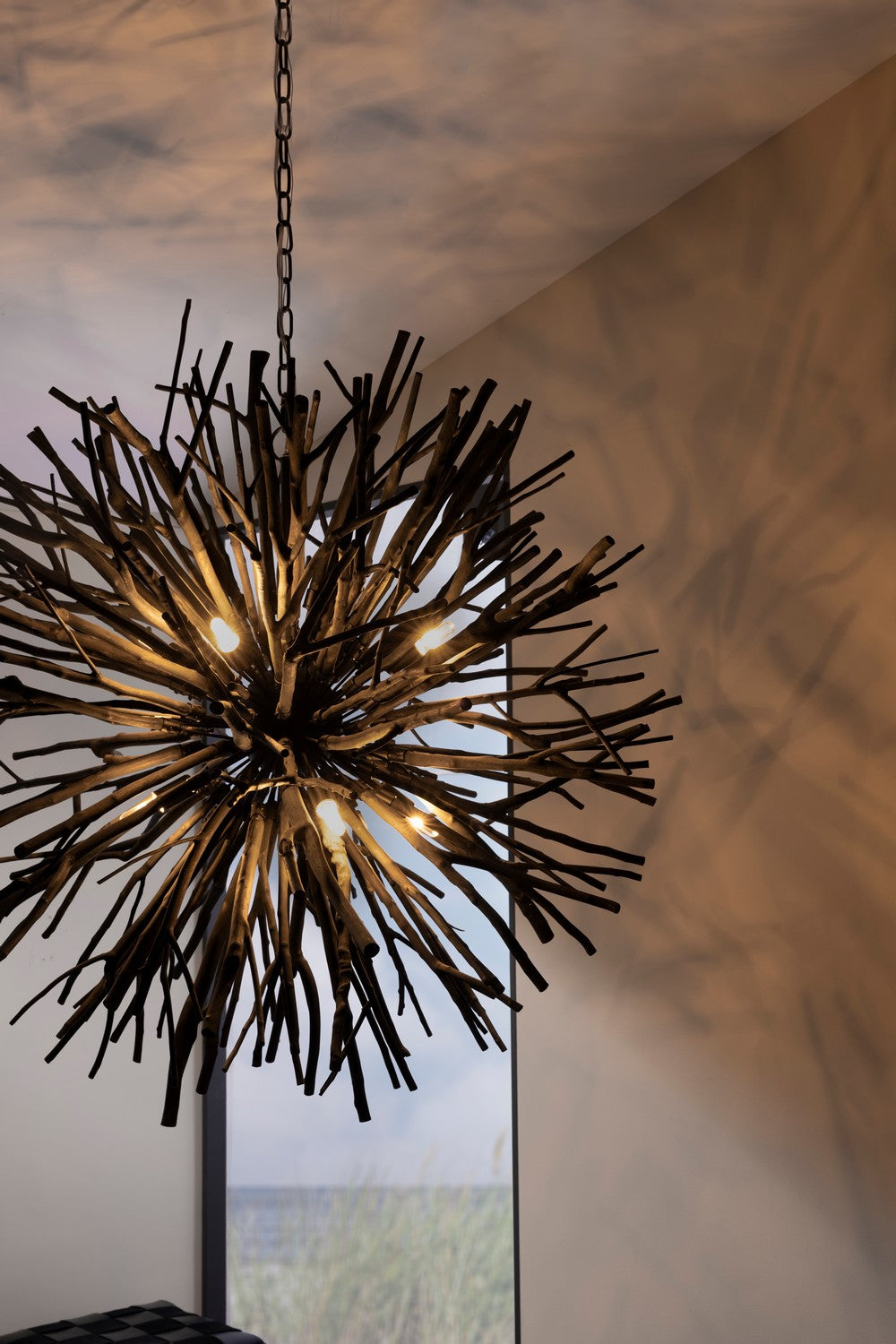 Eight Light Chandelier from the Finch collection in Dark Gray Wash finish