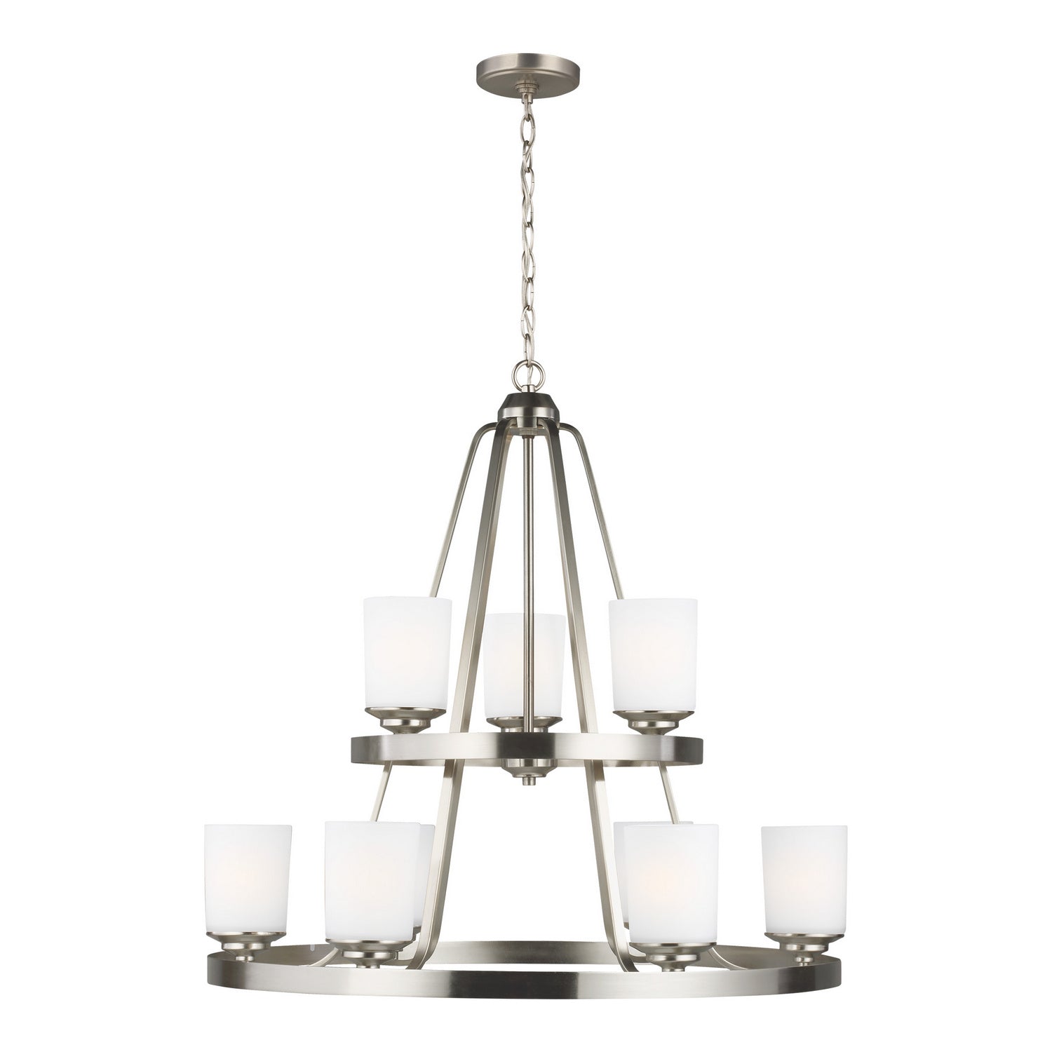 Generation Lighting. - 3130709-962 - Nine Light Chandelier - Kemal - Brushed Nickel