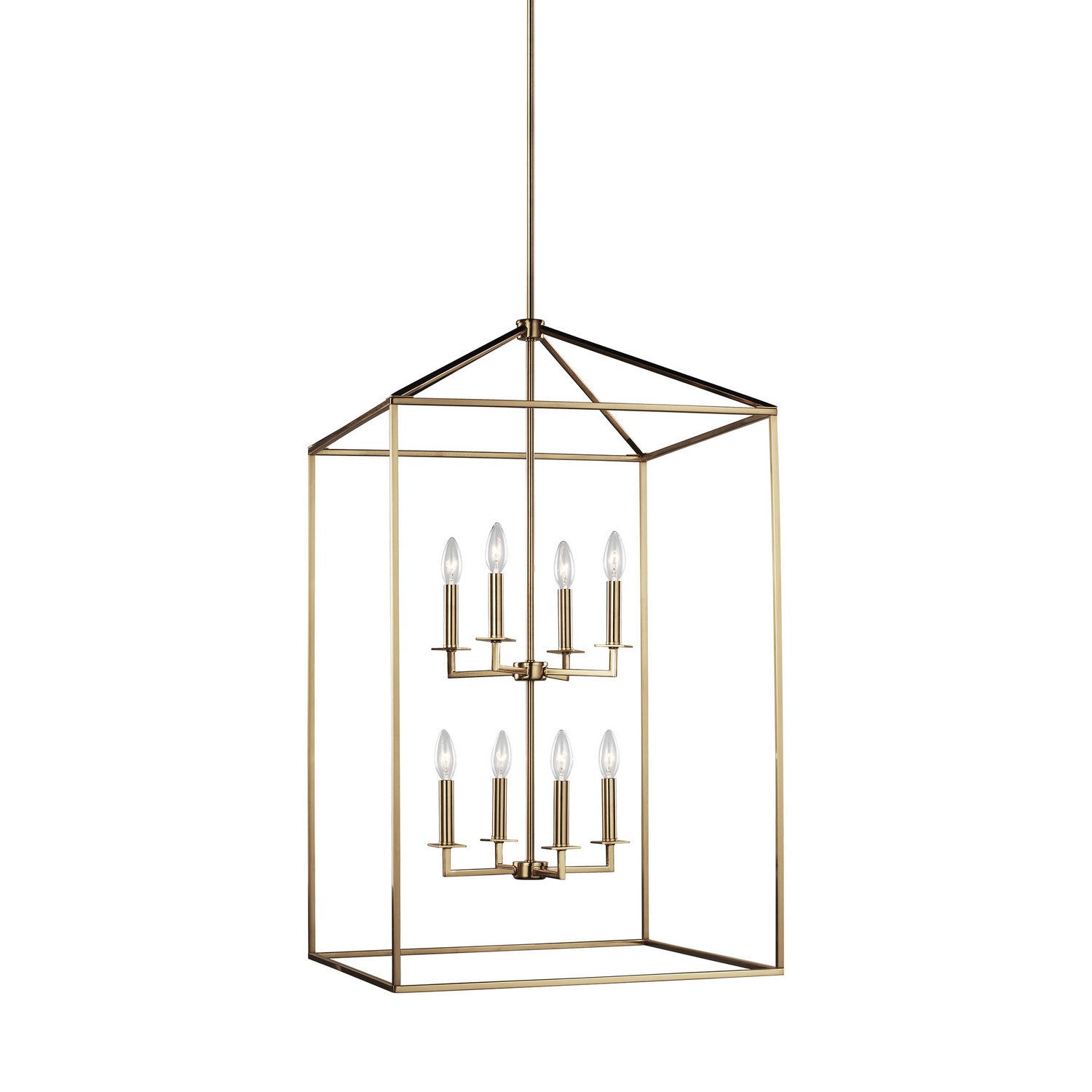 Generation Lighting. - 5315008-848 - Eight Light Hall / Foyer Pendant - Perryton - Satin Brass