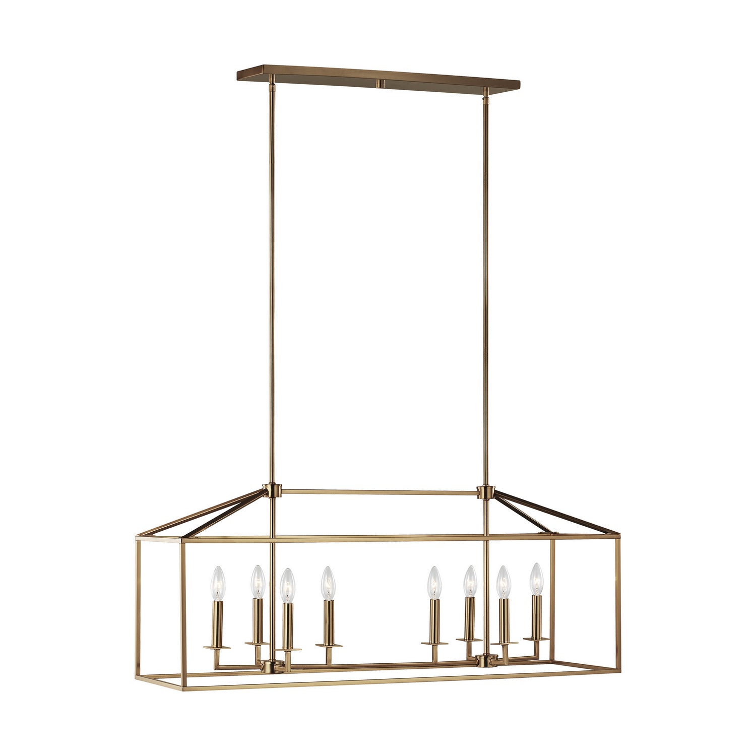 Generation Lighting. - 6615008-848 - Eight Light Island Pendant - Perryton - Satin Brass