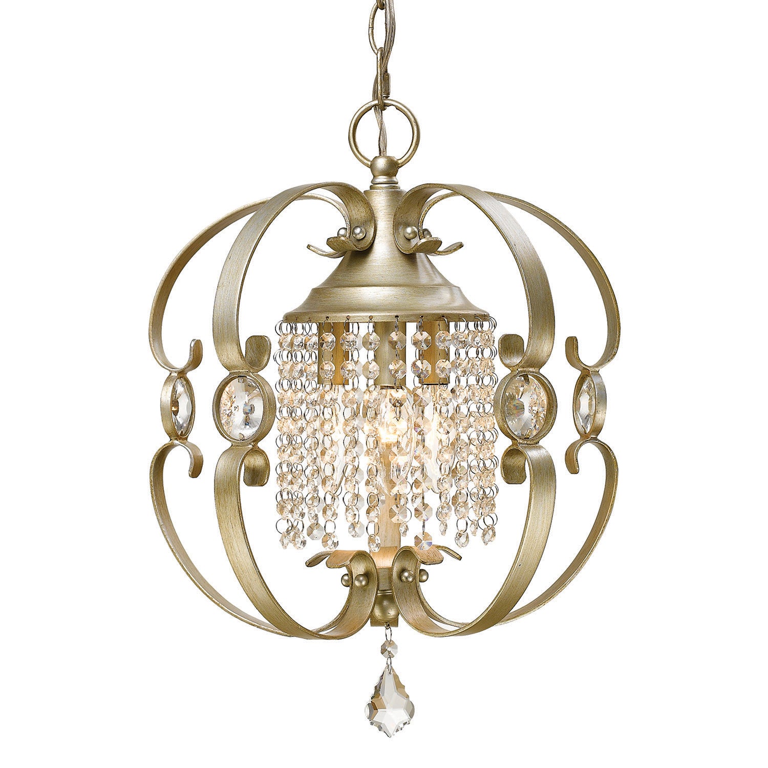 Golden - 1323-M3 WG - Three Light Mini Chandelier - Ella - White Gold