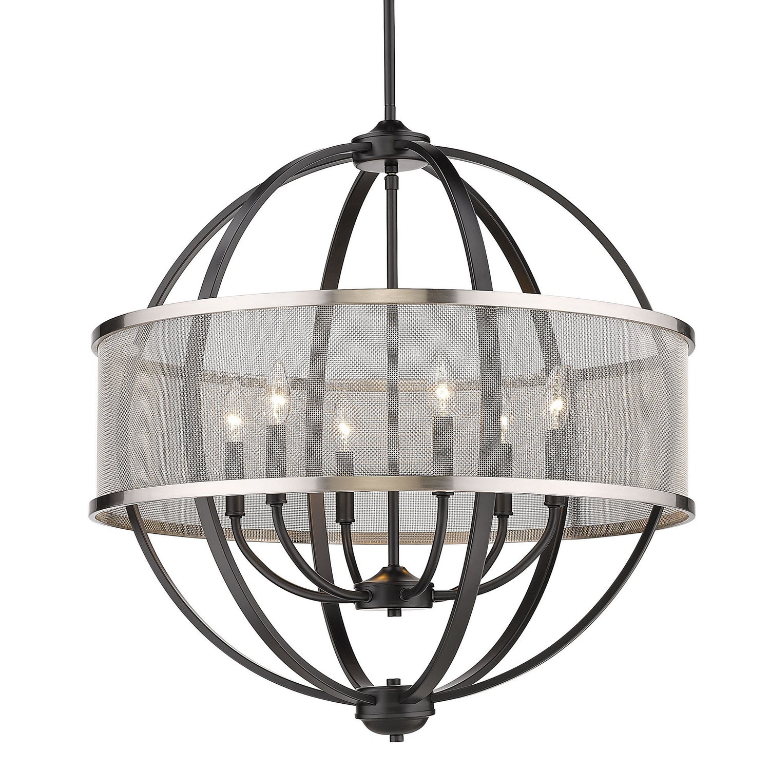 Golden - 3167-6 BLK-PW - Six Light Chandelier - Colson BLK - Matte Black