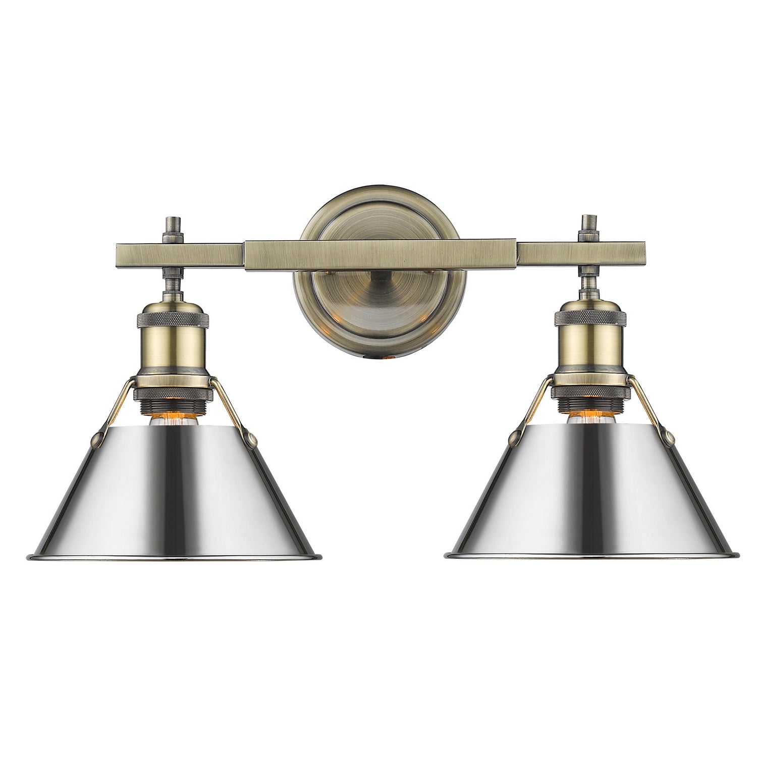 Golden - 3306-BA2 AB-CH - Two Light Bath Vanity - Orwell AB - Aged Brass