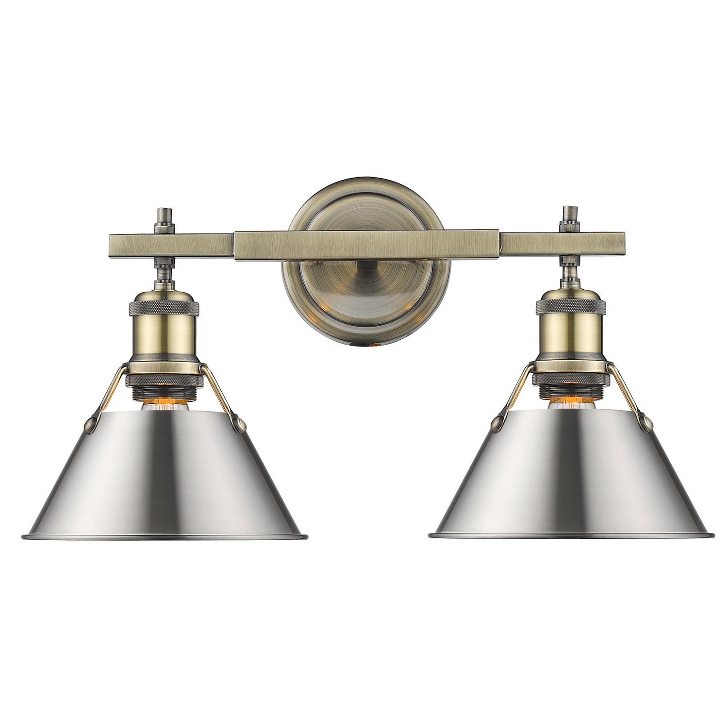 Golden - 3306-BA2 AB-PW - Two Light Bath Vanity - Orwell AB - Aged Brass