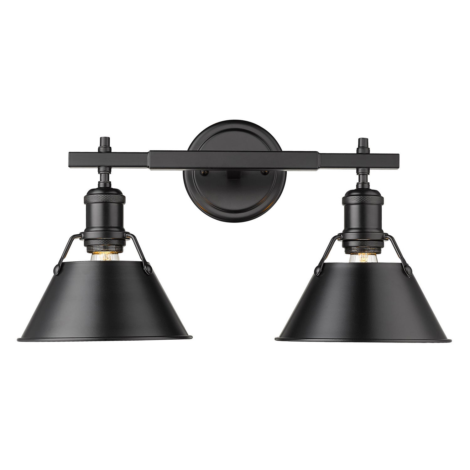 Golden - 3306-BA2 BLK-BLK - Two Light Bath Vanity - Orwell BLK - Matte Black