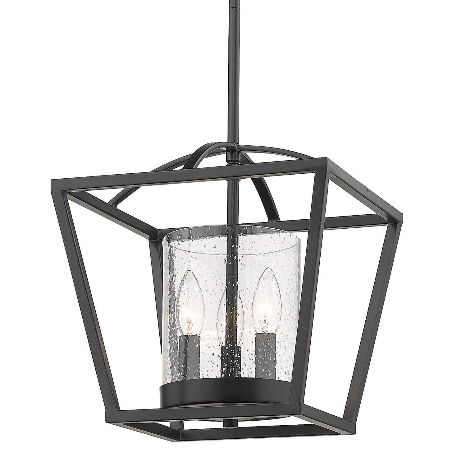 Golden - 4309-M3 BLK-BLK-SD - Three Light Mini Chandelier - Mercer - Matte Black