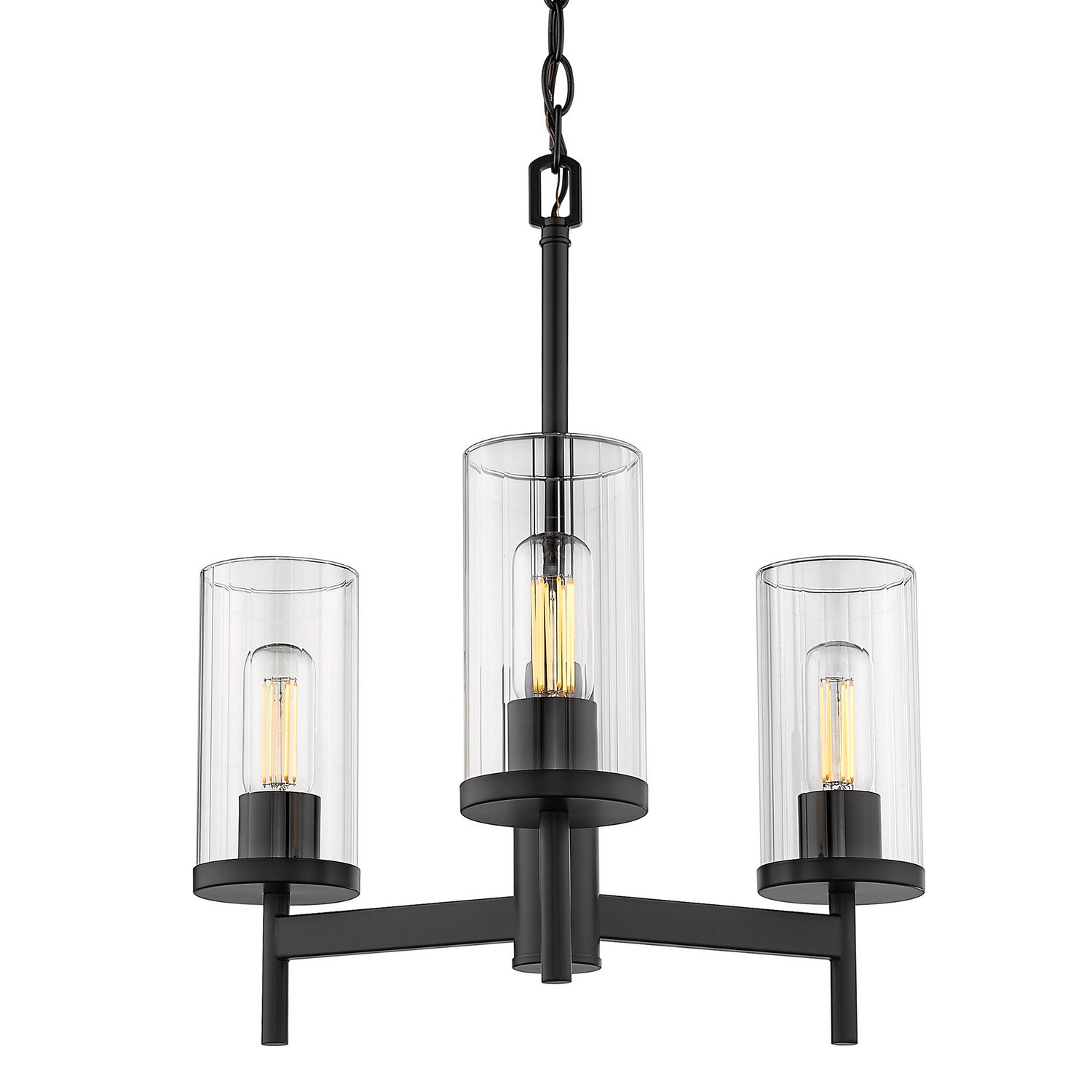 Golden - 7011-3 BLK-CLR - Three Light Chandelier - Winslett BLK - Matte Black