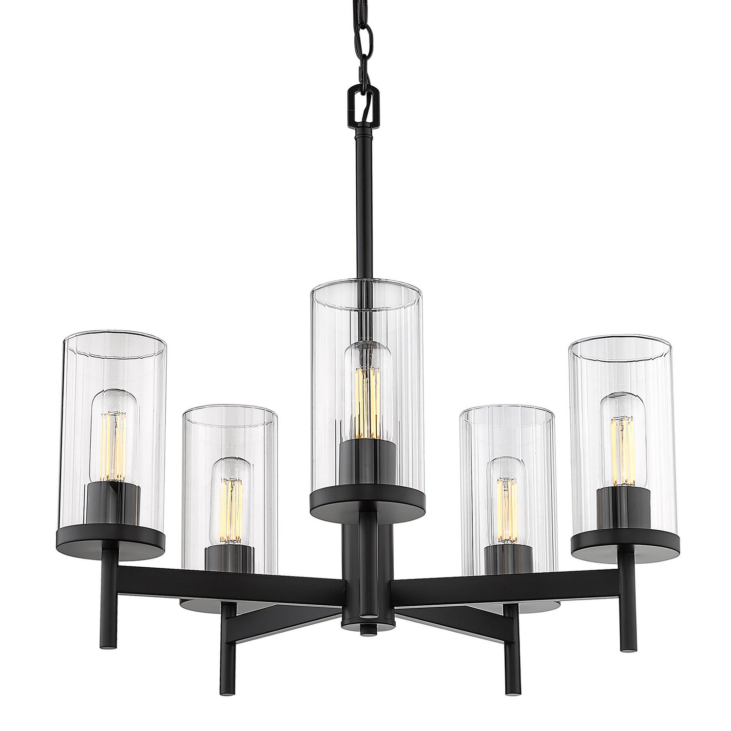 Golden - 7011-5 BLK-CLR - Five Light Chandelier - Winslett BLK - Matte Black