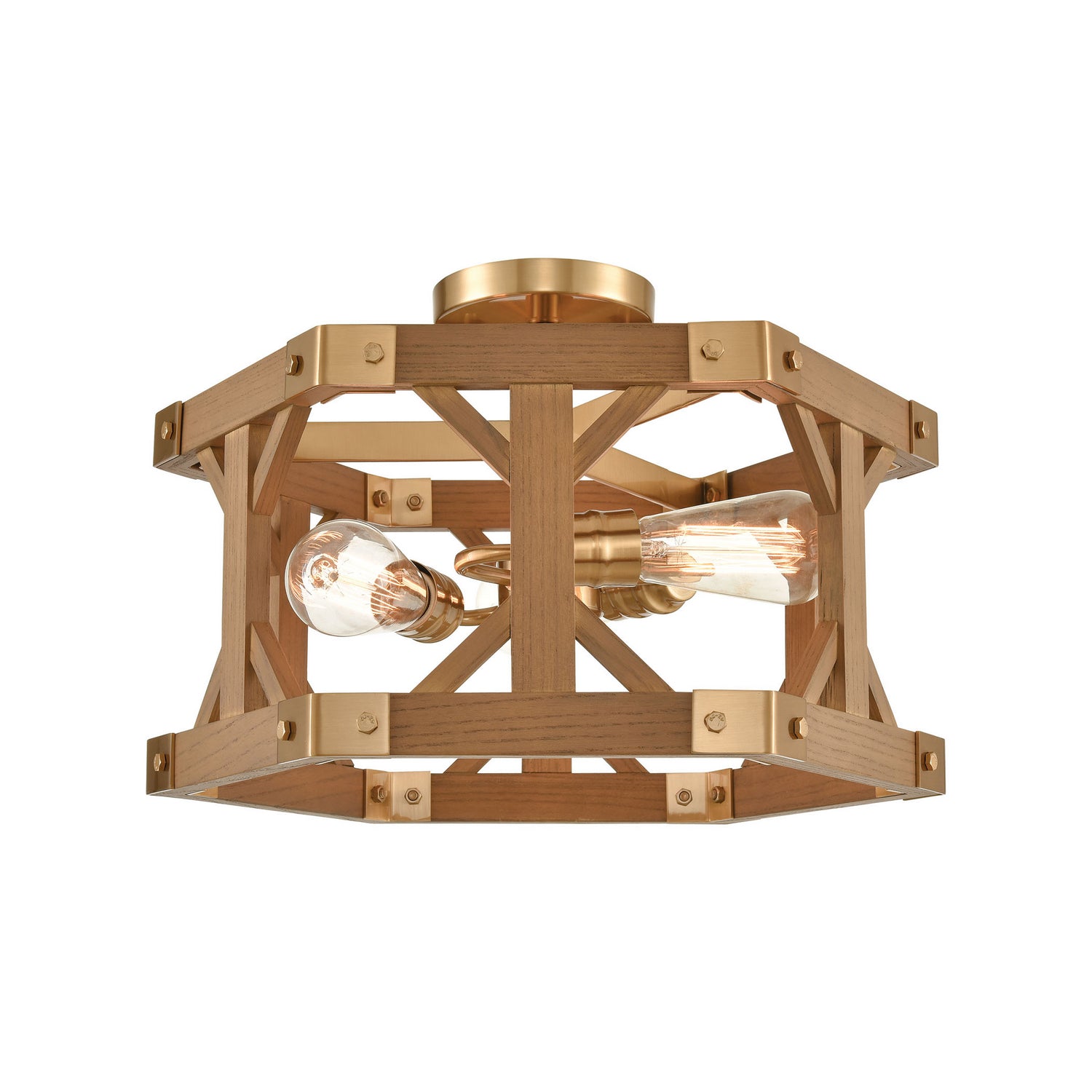 ELK Home - 33331/3 - Three Light Semi Flush Mount - Structure - Satin Brass