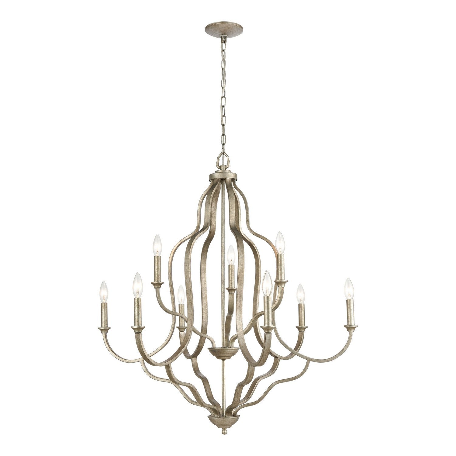 ELK Home - 75107/9 - Nine Light Chandelier - Lanesboro - Dusted Silver