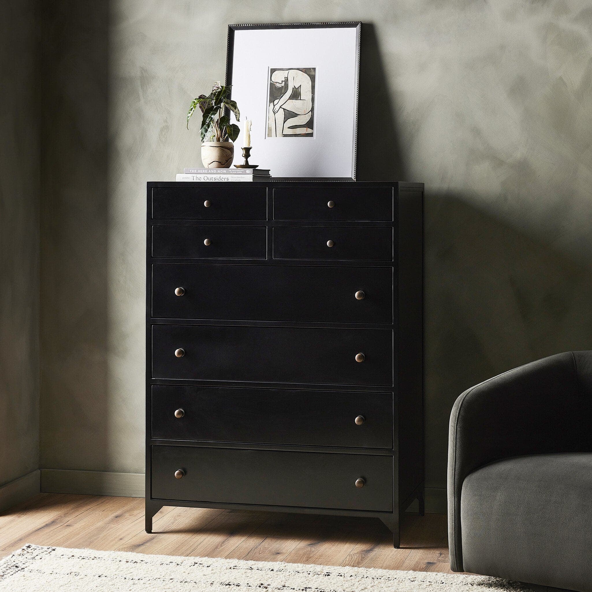 Belmont 8 Drawer Tall Dresser - Black