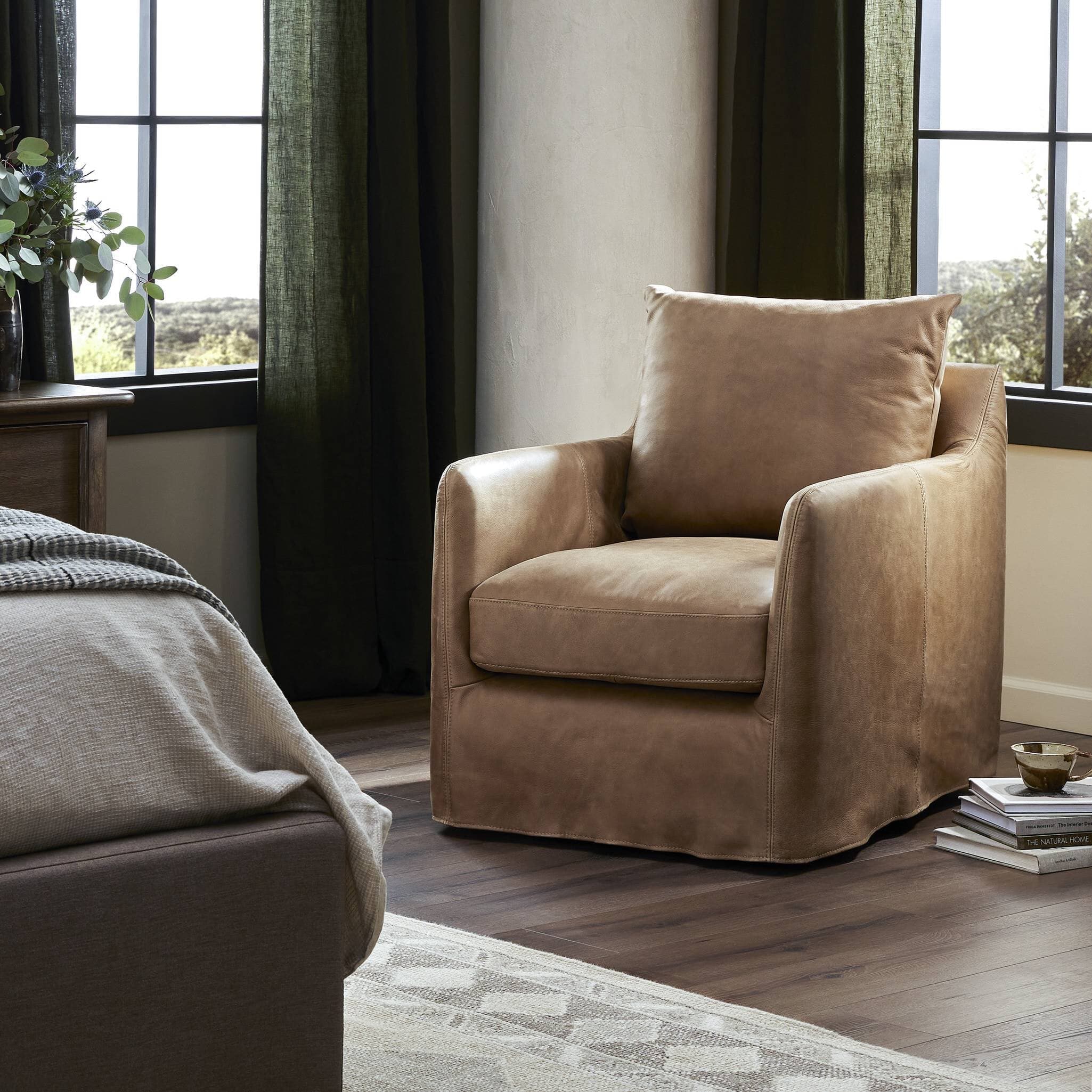 Banks Slipcover Swivel Chair - Palermo Drift