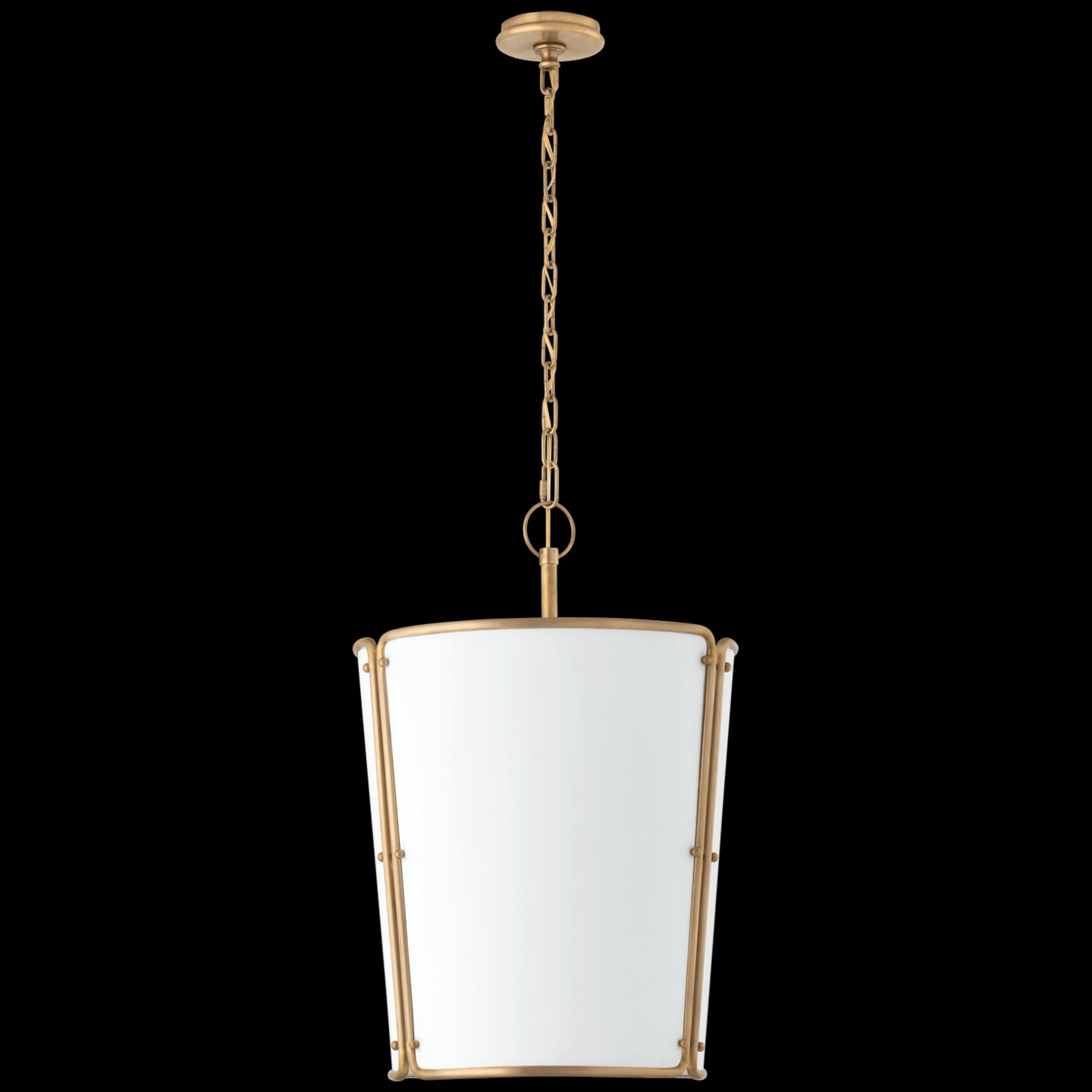 Visual Comfort Signature - S 5647HAB-WHT - Three Light Pendant - Hastings - Hand-Rubbed Antique Brass