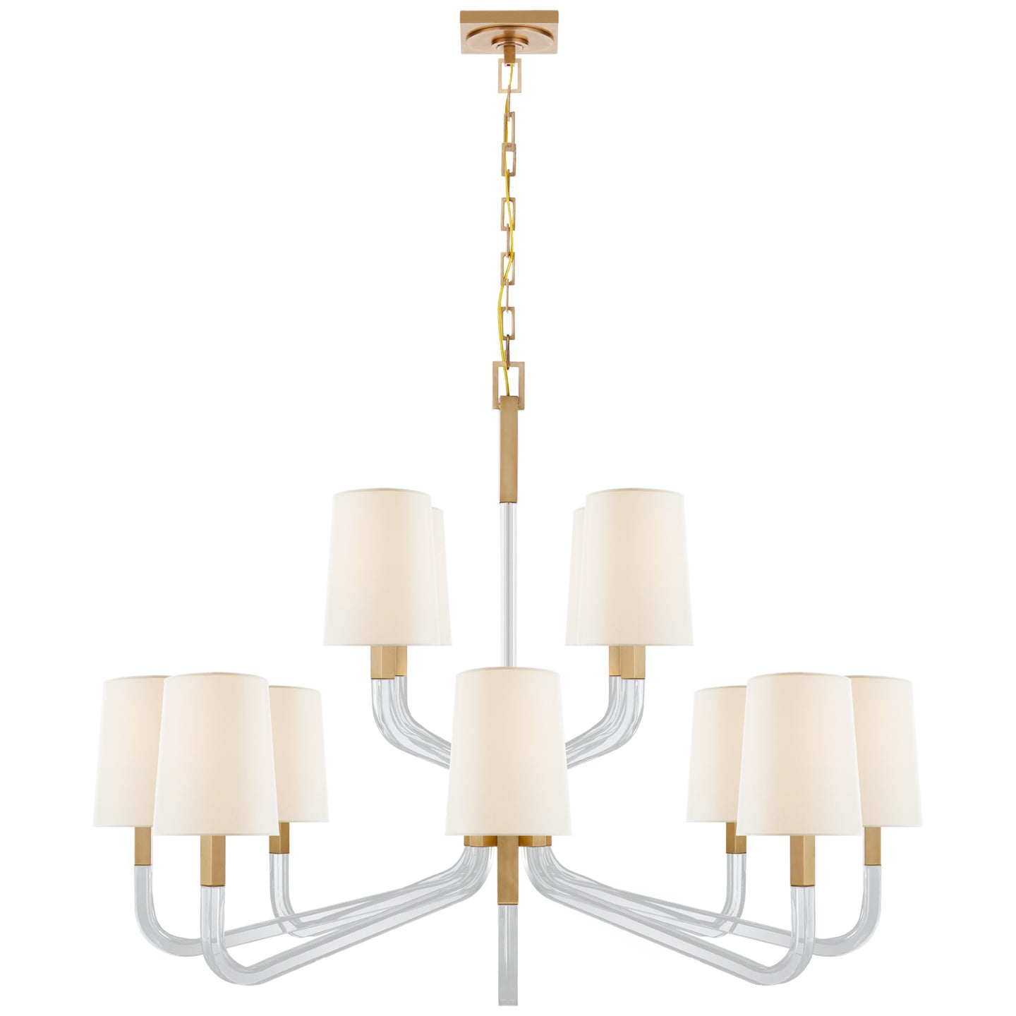 Visual Comfort Signature - CHC 5904AB/CG-L - 12 Light Chandelier - Reagan - Antique-Burnished Brass and Crystal